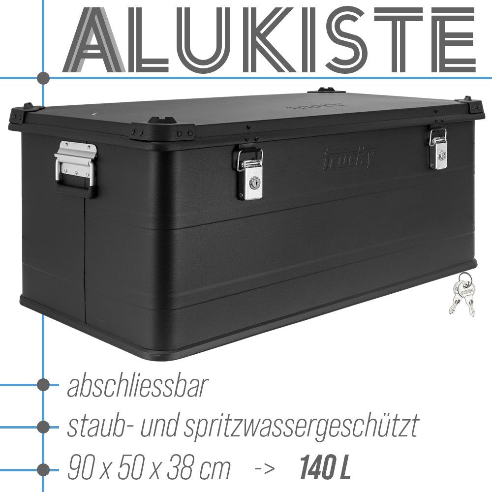 Trucky Allzweckkiste Aluminium Box mit Deckel Schwarz Alukiste 140 Liter Au günstig online kaufen