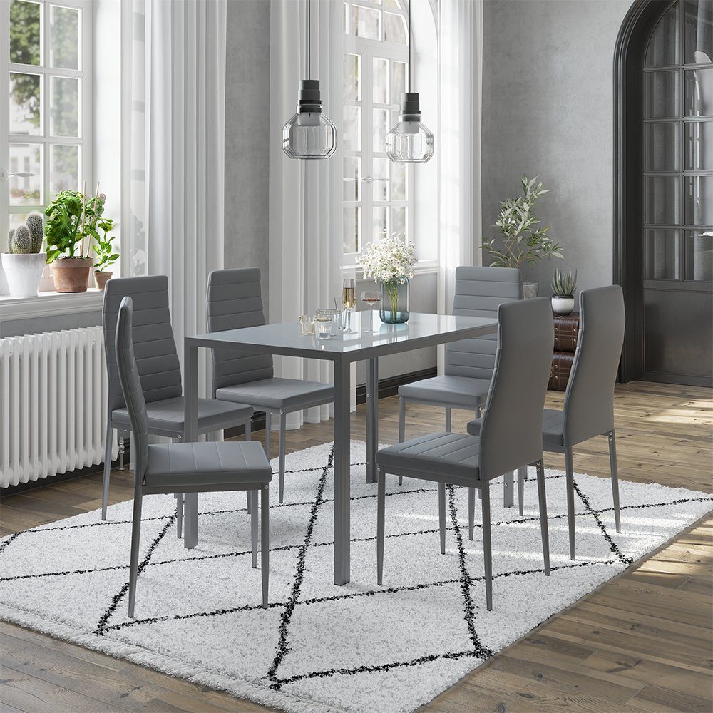 Vicco Essgruppe Grand, Grau, 120 x 75 cm 6er Set günstig online kaufen