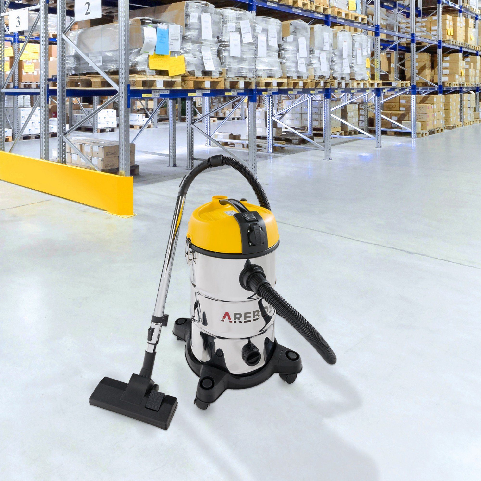 Arebos Industriesauger 5in1, Nass-& Trockensauger, 1300W, 30 L, 1300 W, 360° Rollen für optimale Rangierbarkeit