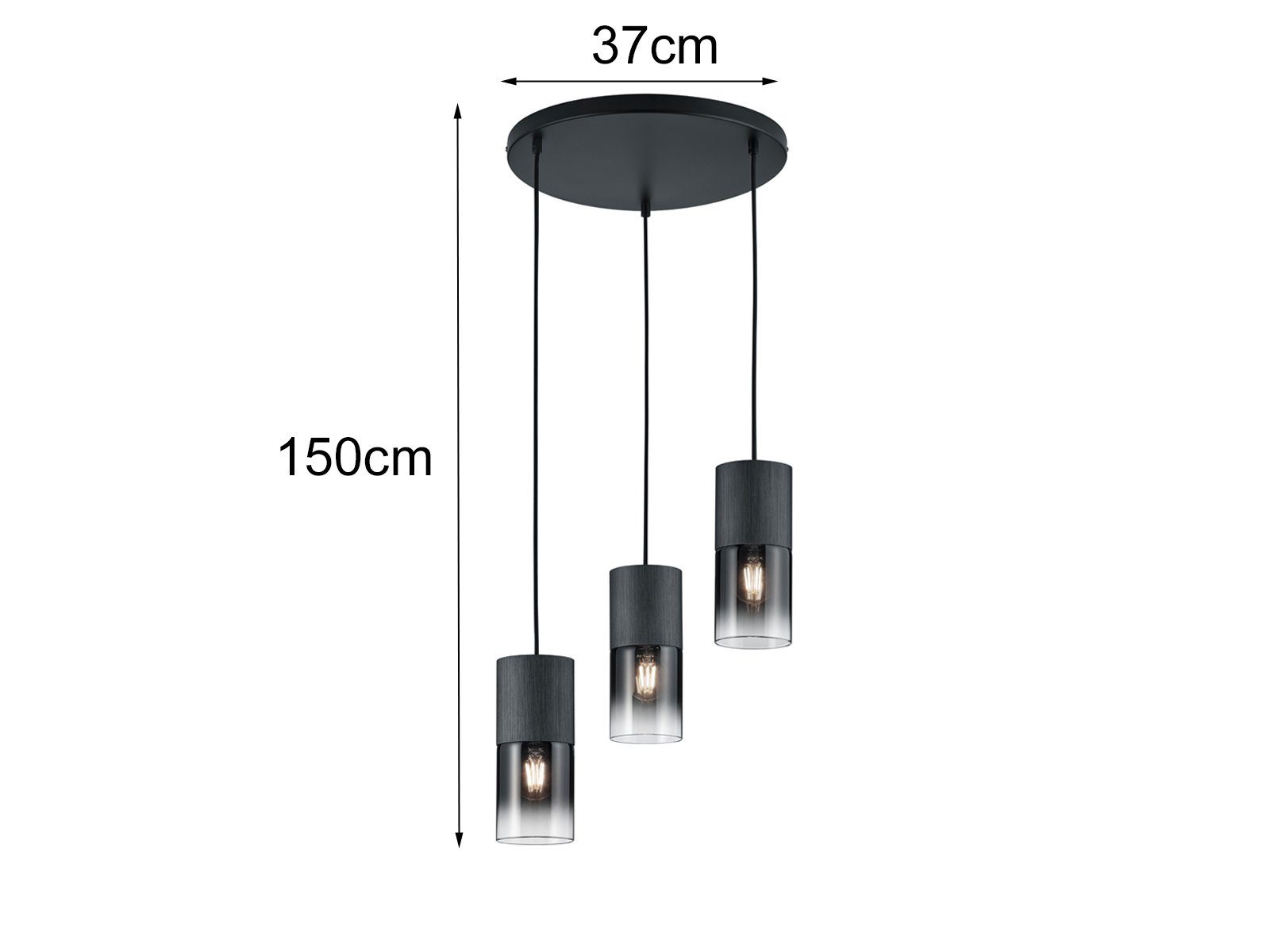 TRIO Leuchten LED Pendelleuchte, LED wechselbar, Warmweiß, Rauchglas Cluster Leuchte hängend dreiflammig für Treppenhaus, Galerie