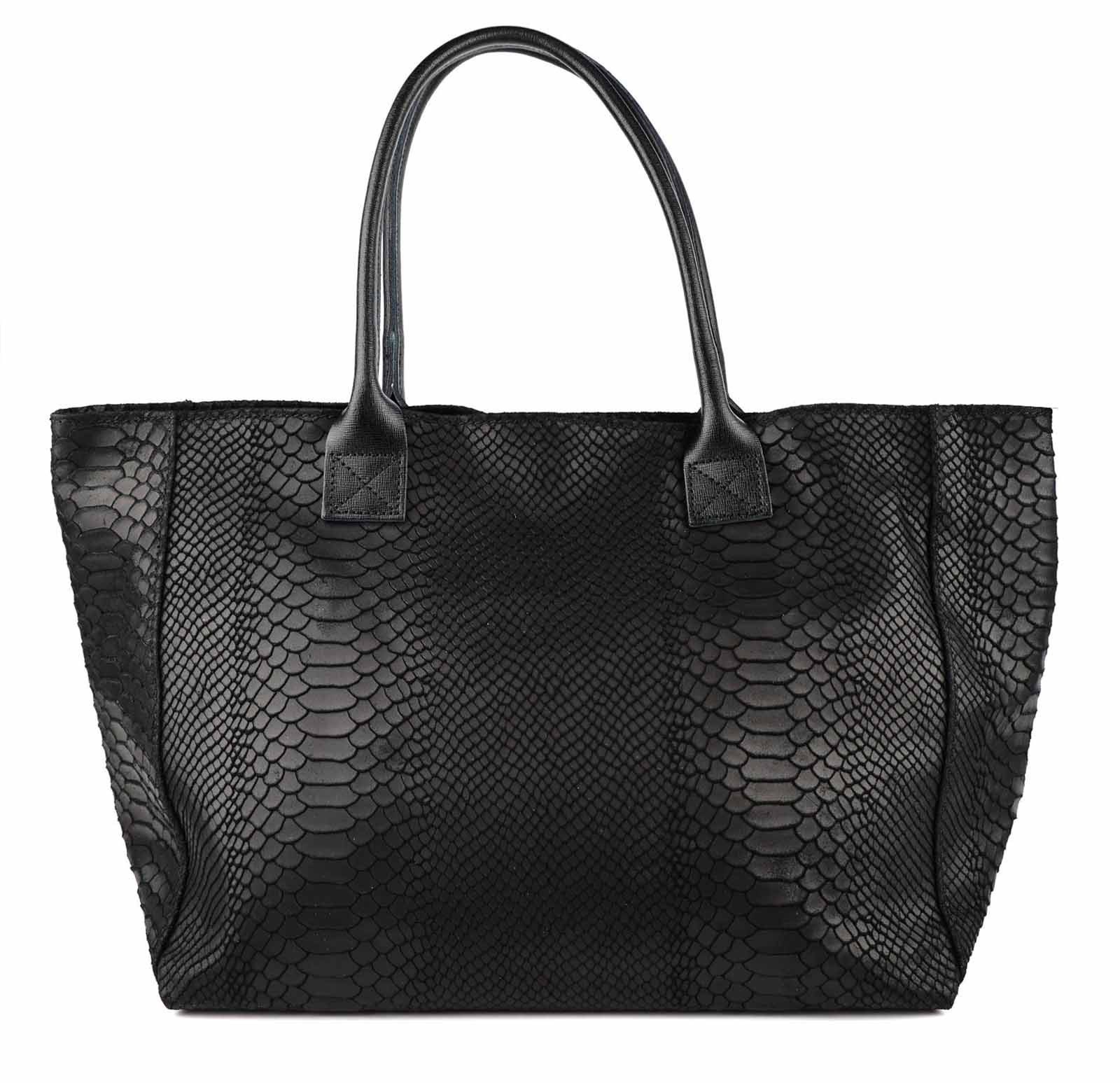 ITALYSHOP24 Shopper Made in Italy Damen Leder Tasche Schlange Prägung Tote günstig online kaufen