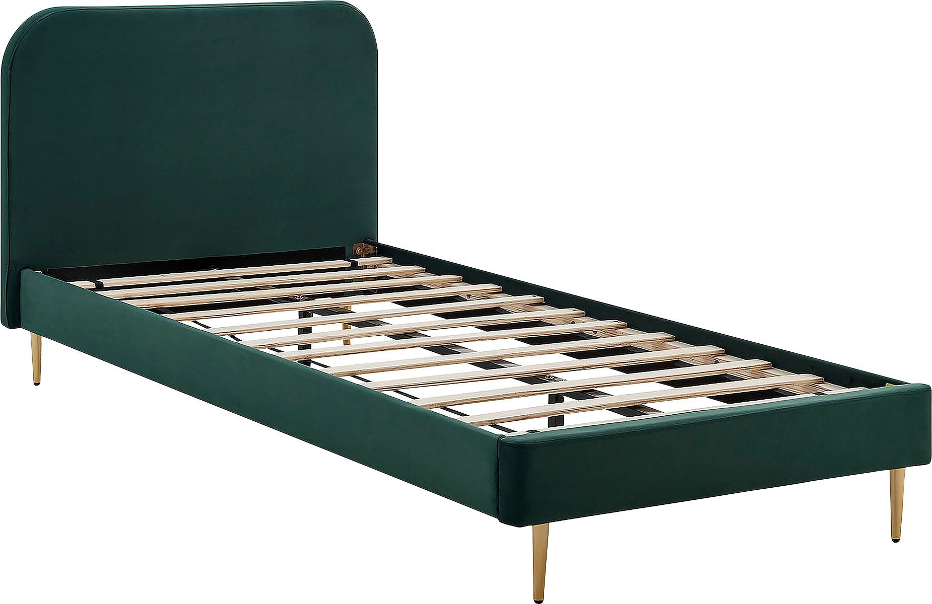 SalesFever Polsterbett Komfortables Bett für erholsamen Schlaf, Chrombeine in elegantem Goldton