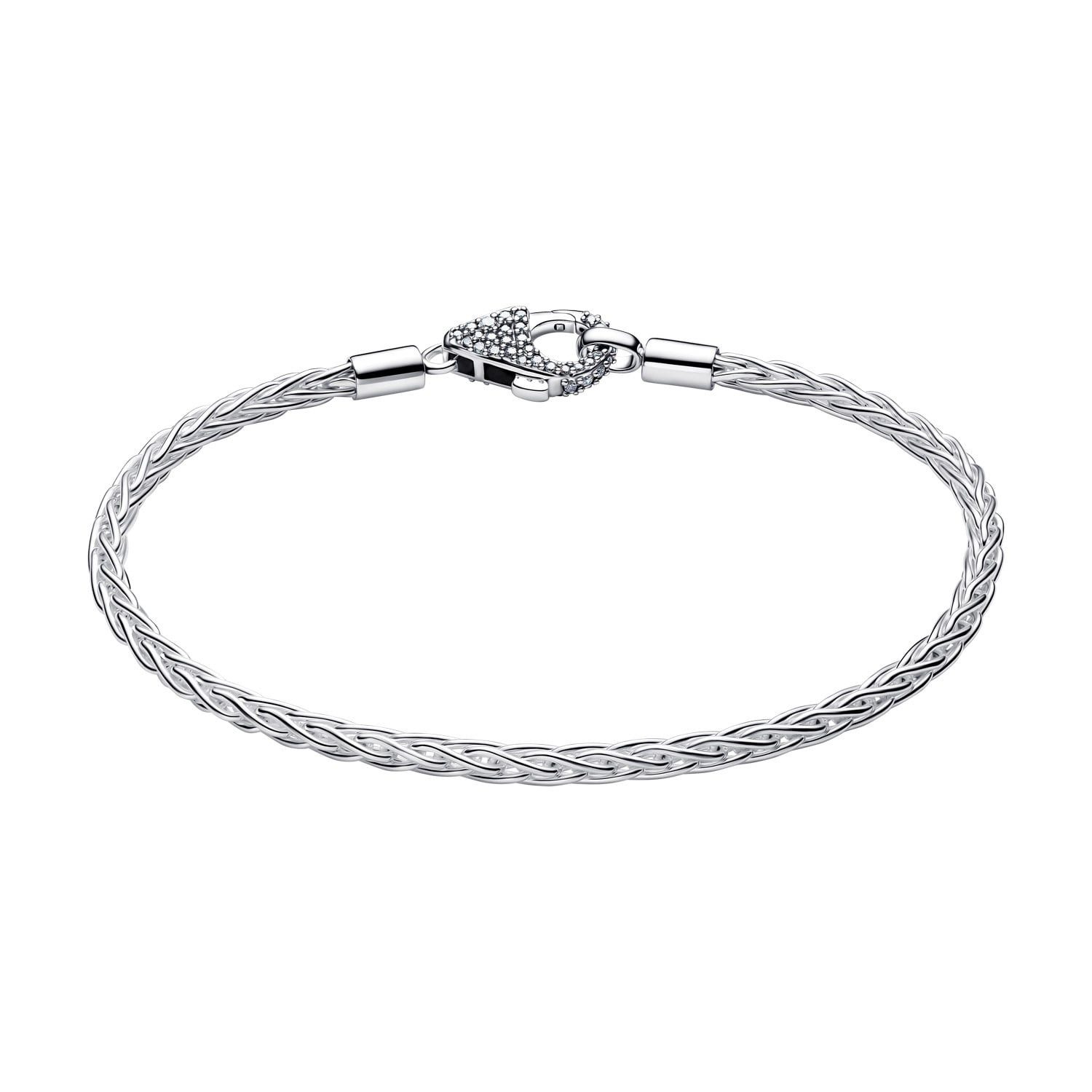 Pandora Silberarmband 594462C01, Damenarmband Silber Fuchsschwanz mit Pavé-Verschluss
