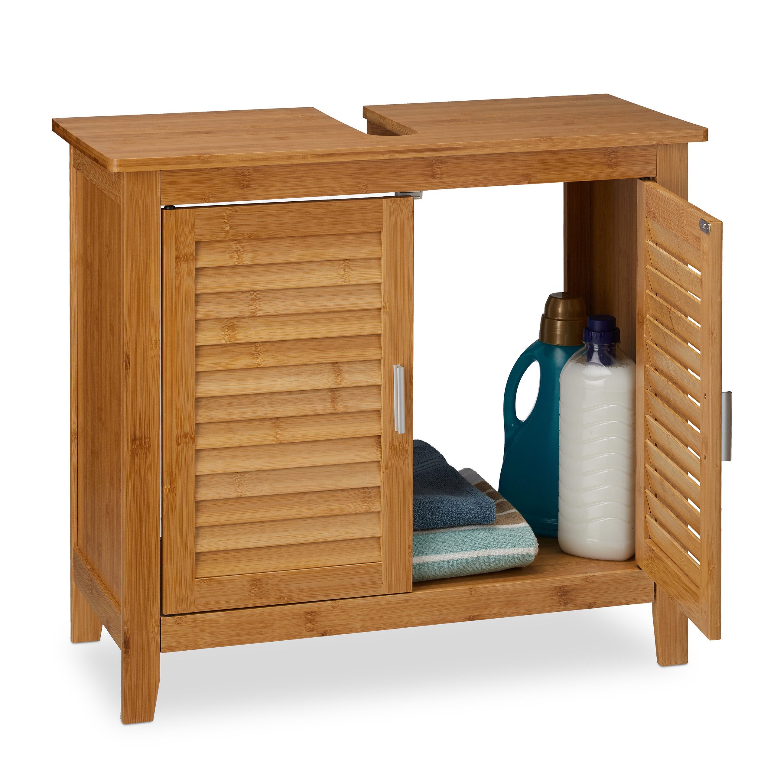 relaxdays Waschbeckenunterschrank LAMELL Bambus günstig online kaufen