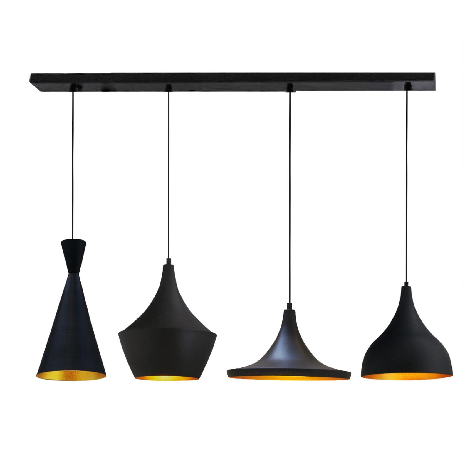 Bamyum Pendelleuchte Bamyum Pendelleuchte I Magna I 4 Flammig Schwarz Vintage Lampe, ohne Leuchtmittel