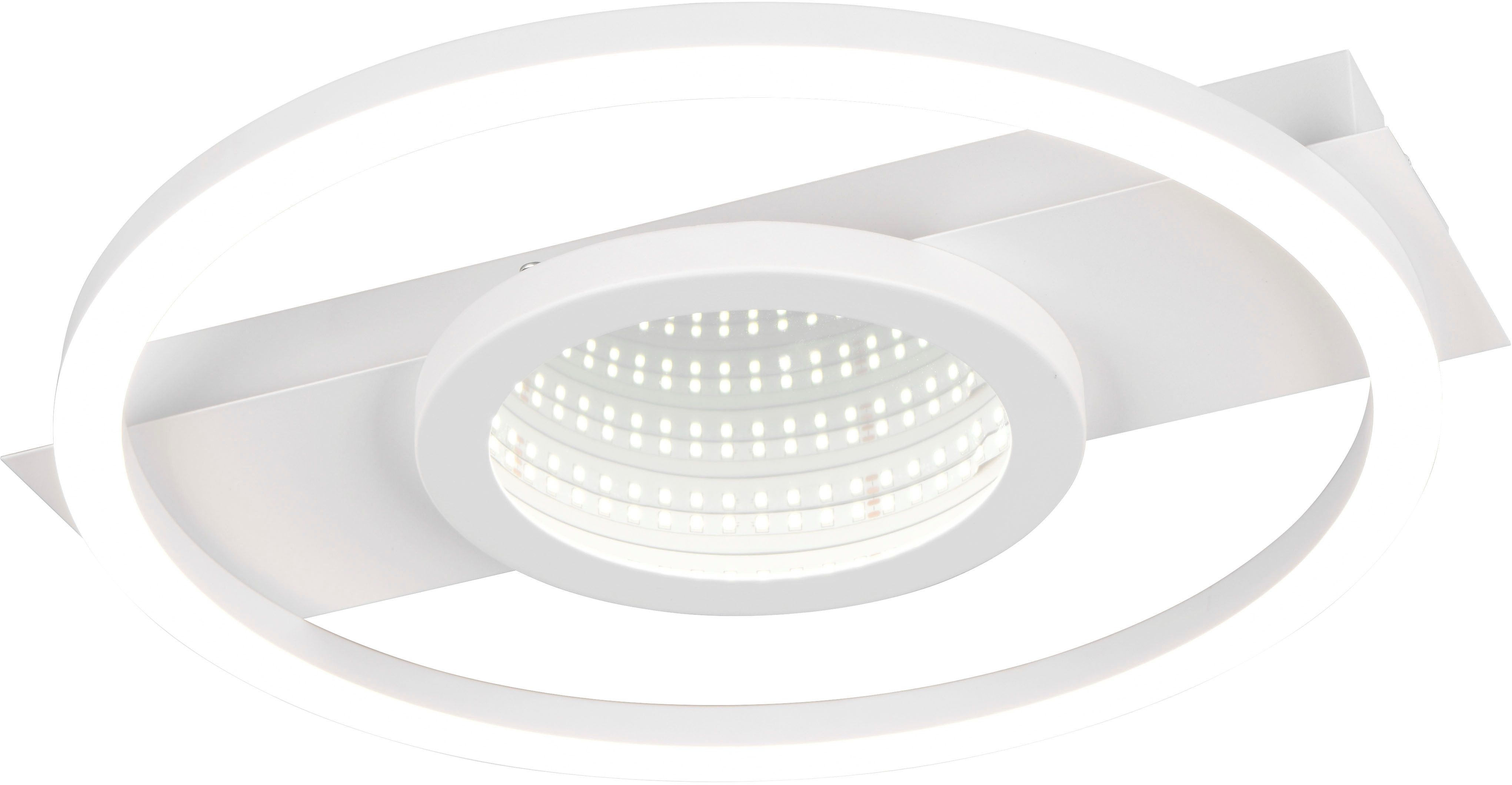 Reality Leuchten LED Deckenleuchte WHEELER, LED Deckenlampe 16W 2000 Lumen 4000K kaltweißes Licht, LED fest integriert, Kaltweiß, Lichteffekte mit Spiegelfolie, 35 x 33 cm, Wand- oder Deckenleuchte