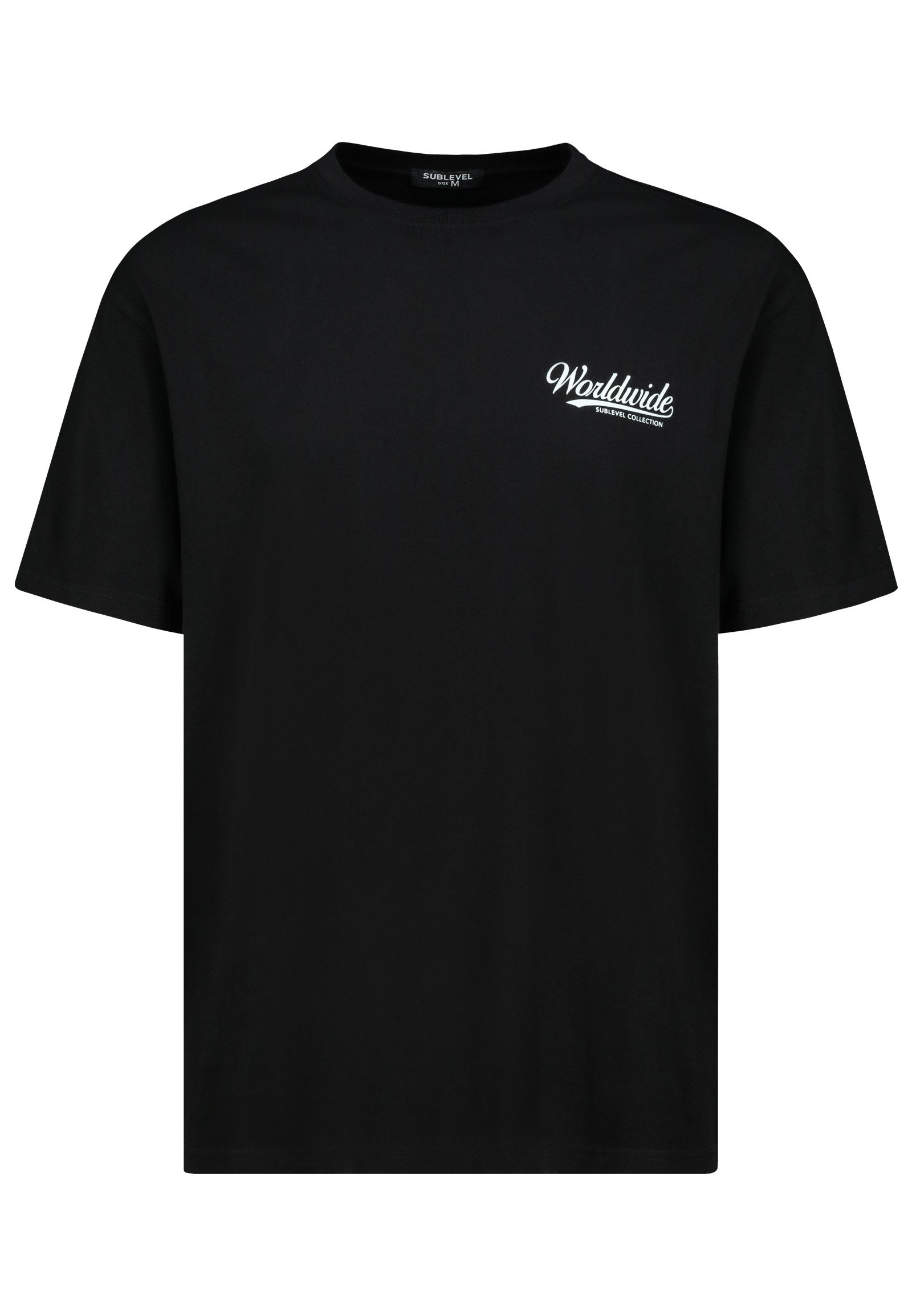 SUBLEVEL T-Shirt Herren Rundhalsshirt mit Rückenprint Relaxed Fit T-Shirt, Front- und Backprint, Worldwide