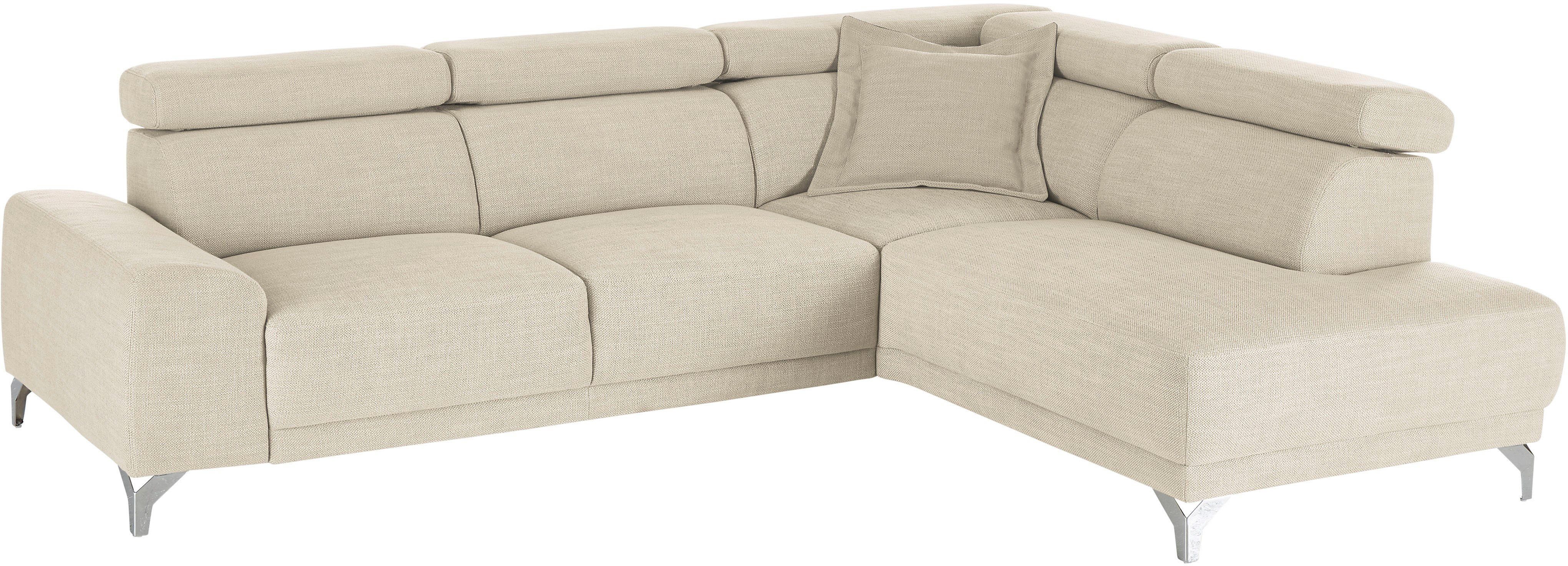 3C Candy Ecksofa Greve Sofa immer mit manuelle Kopfteilverstellungen, modern, elegant, wahlweise motorischer Sitzvorzug, bequem und zeitlos, L-Form