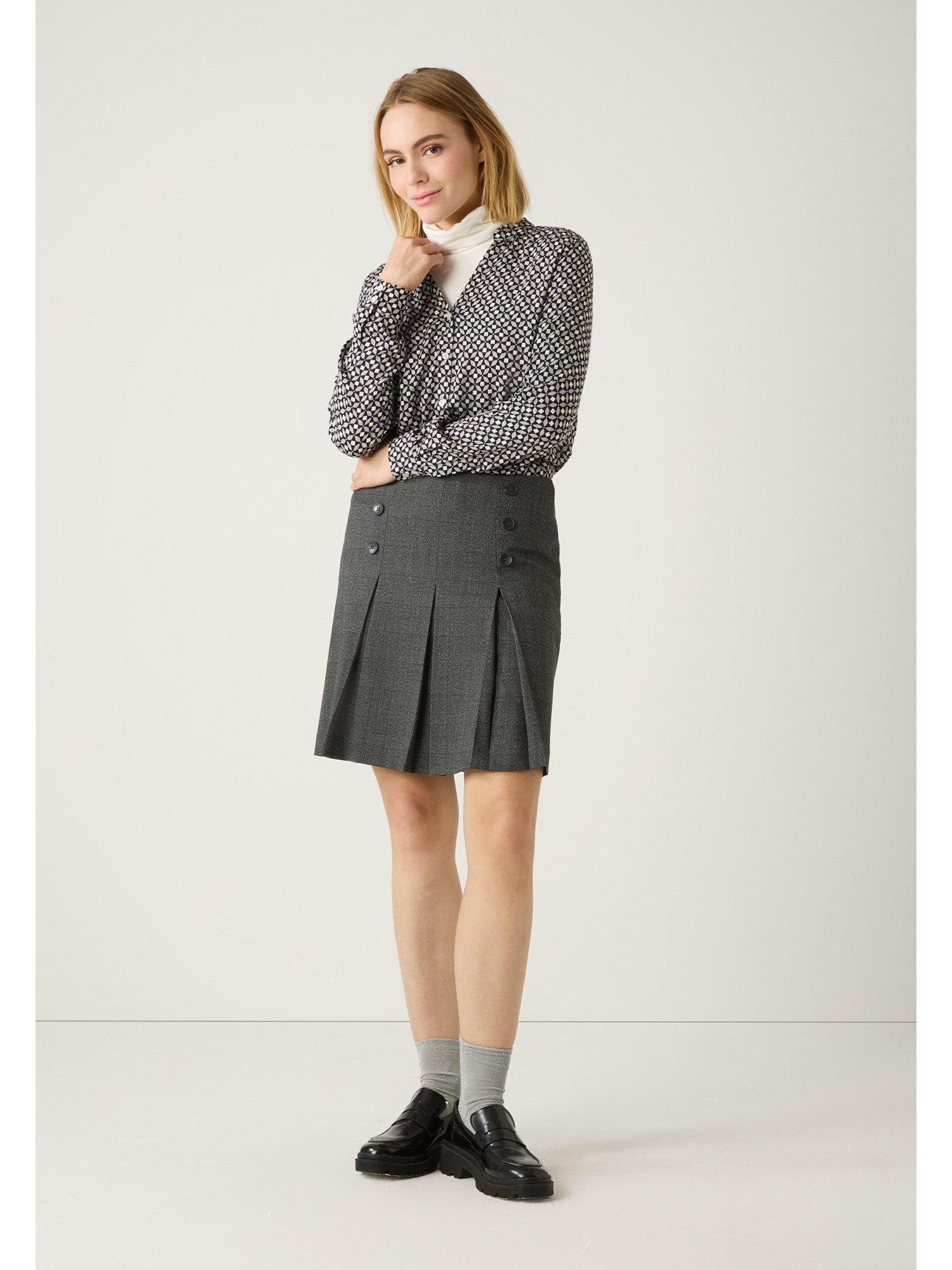 MORE&MORE Langarmbluse weite Langarmbluse Miniprint günstig online kaufen