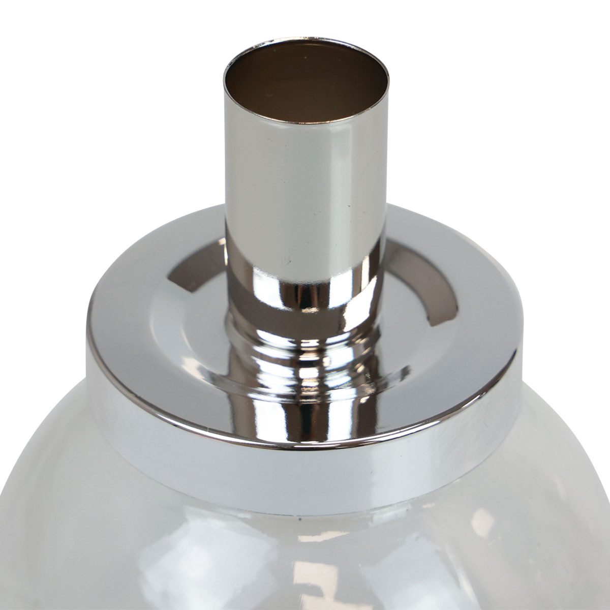 Florists Products Kerzenhalter Stabkerzenhalter Kerzenständer Glas Metall Silber Ø10,5cm, 4 Stück