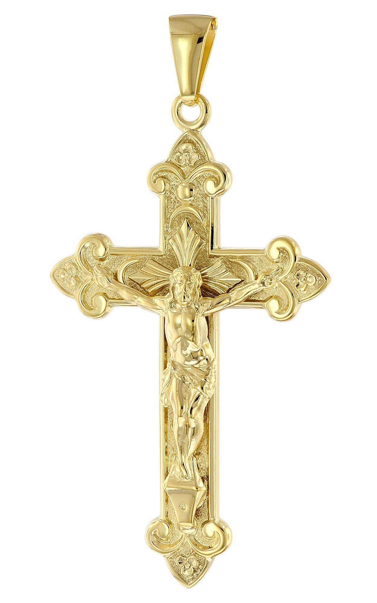 trendor Kreuzanhänger Kreuz- mit Korpus Gold 333 (8 Karat) 45 x 29 mm