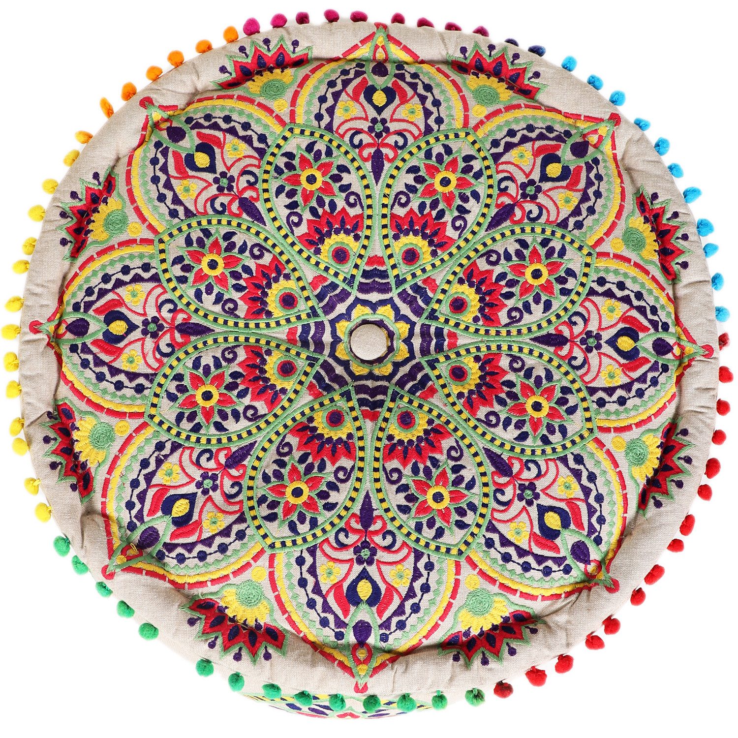 Marrakesch Orient & Mediterran Interior Pouf Orientalische Deko Pouf Hocker Bodenkissen Hakika 50cm bunt, Handarbeit