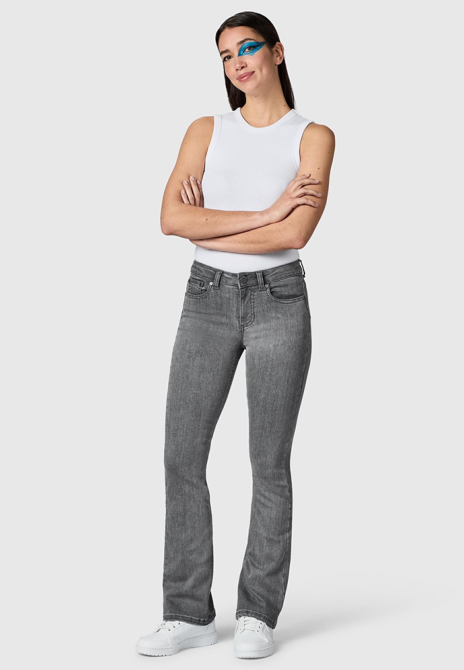 PEAK TIME 5-Pocket-Jeans Zenita Damen Bootcut Jeans mit Logoprägung