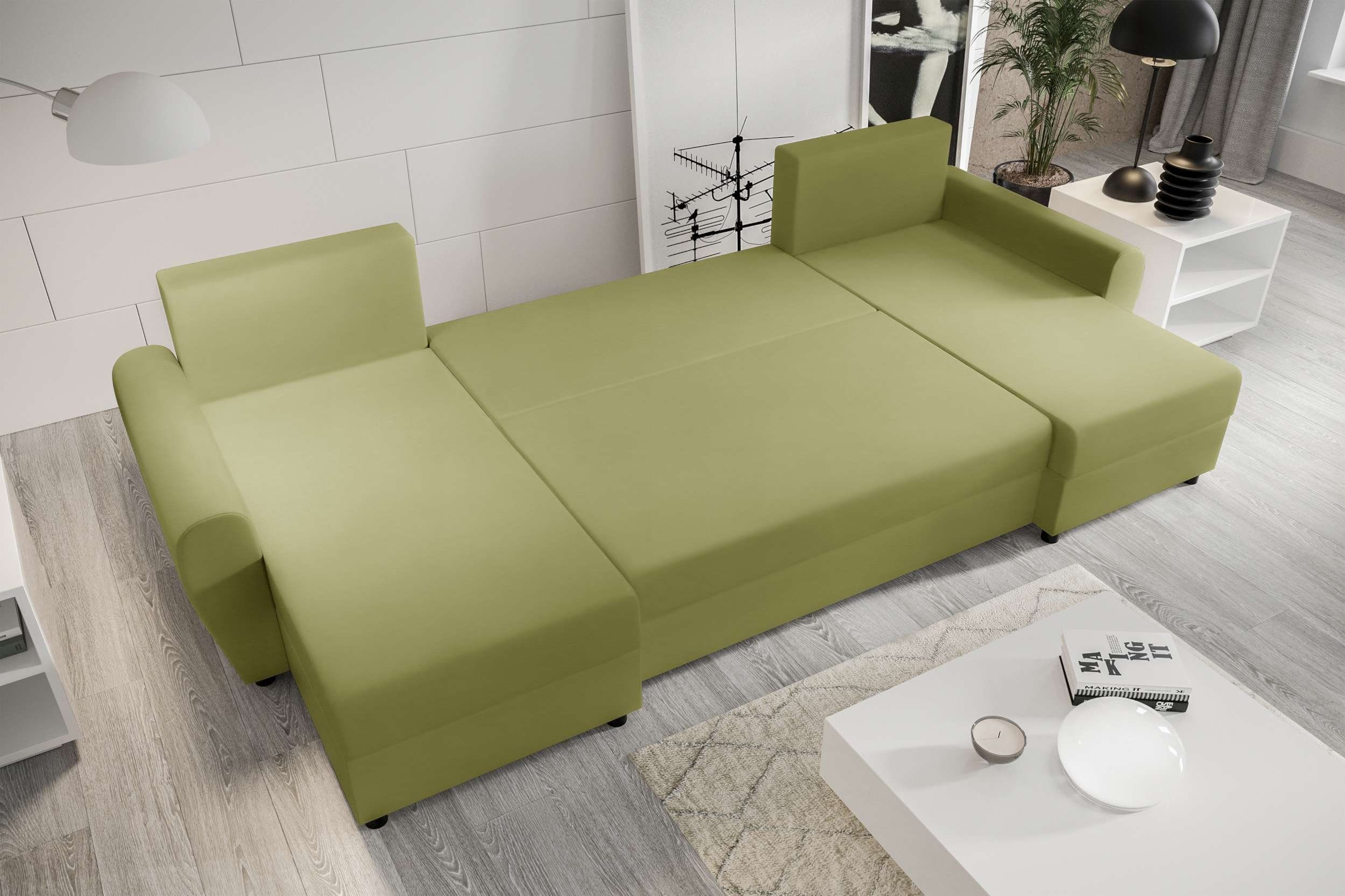 U-Form, mit Arlen, Stylefy Wohnlandschaft mit Design Sitzkomfort, Sofa, Eckcouch, Bettfunktion, Modern Bettkasten,