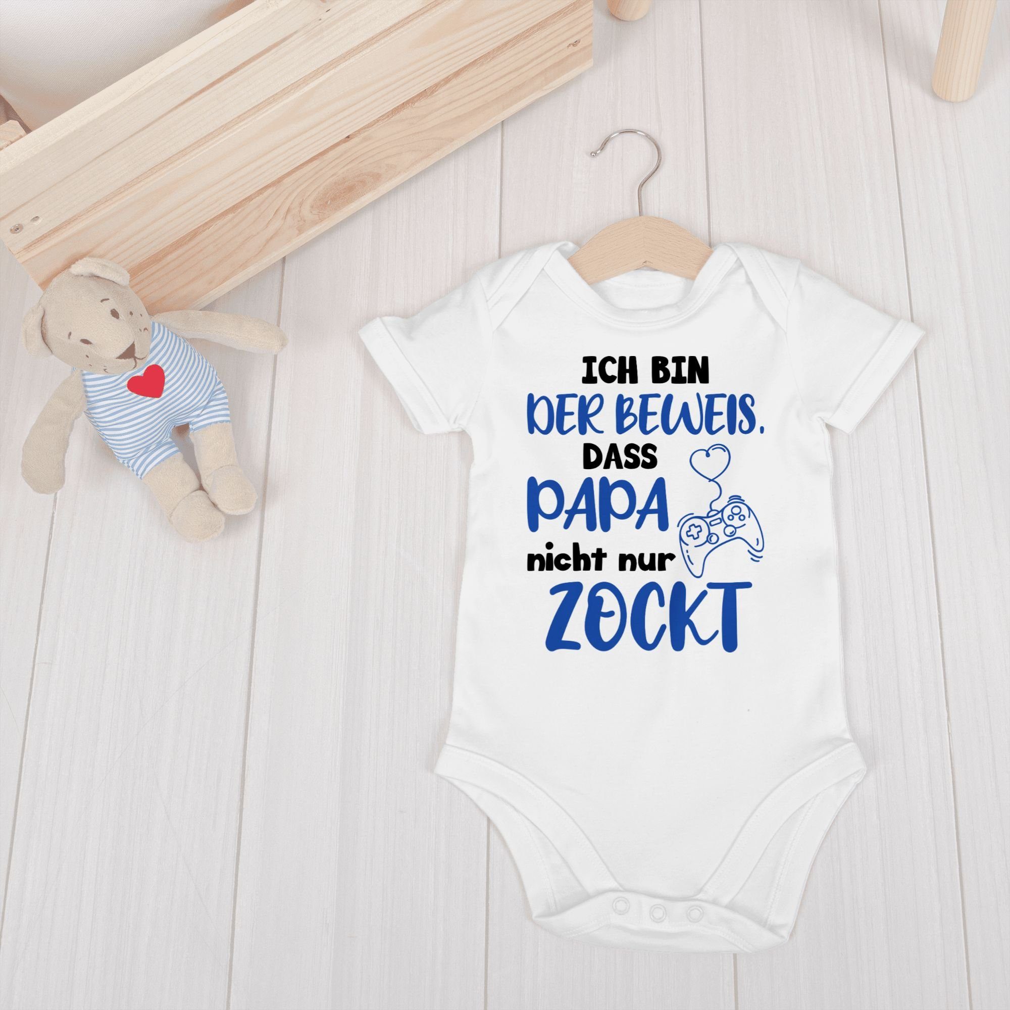 Shirtracer Shirtbody Ich bin der Beweis, dass Papa nicht nur zockt Schwarz Blau Geschenk Vatertag Baby