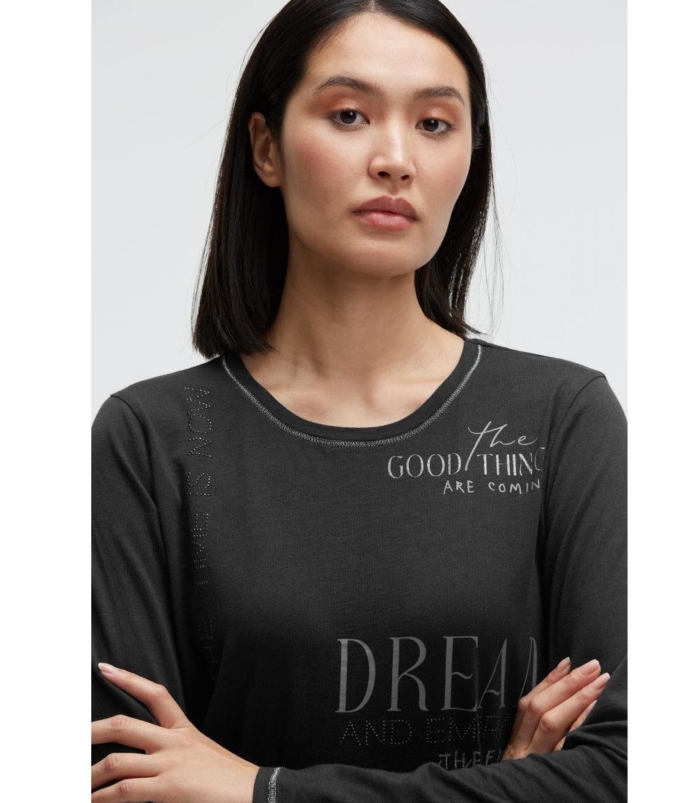 SOCCX Langarmshirt mit Print und Schmucksteinen – Bild 3 von 5