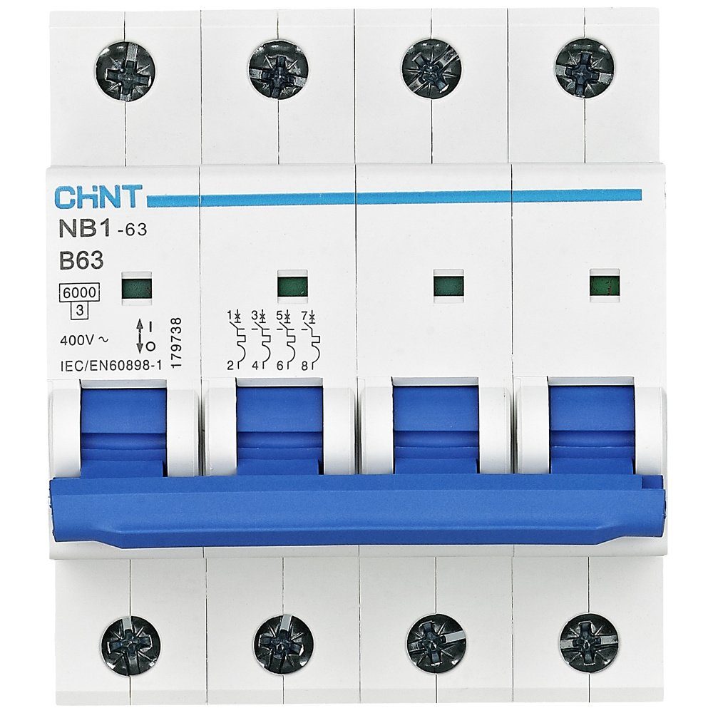 Schalter Chint 179737 NB1-63 4P B6 6kA DB Leitungsschutzschalter 4polig 6 A