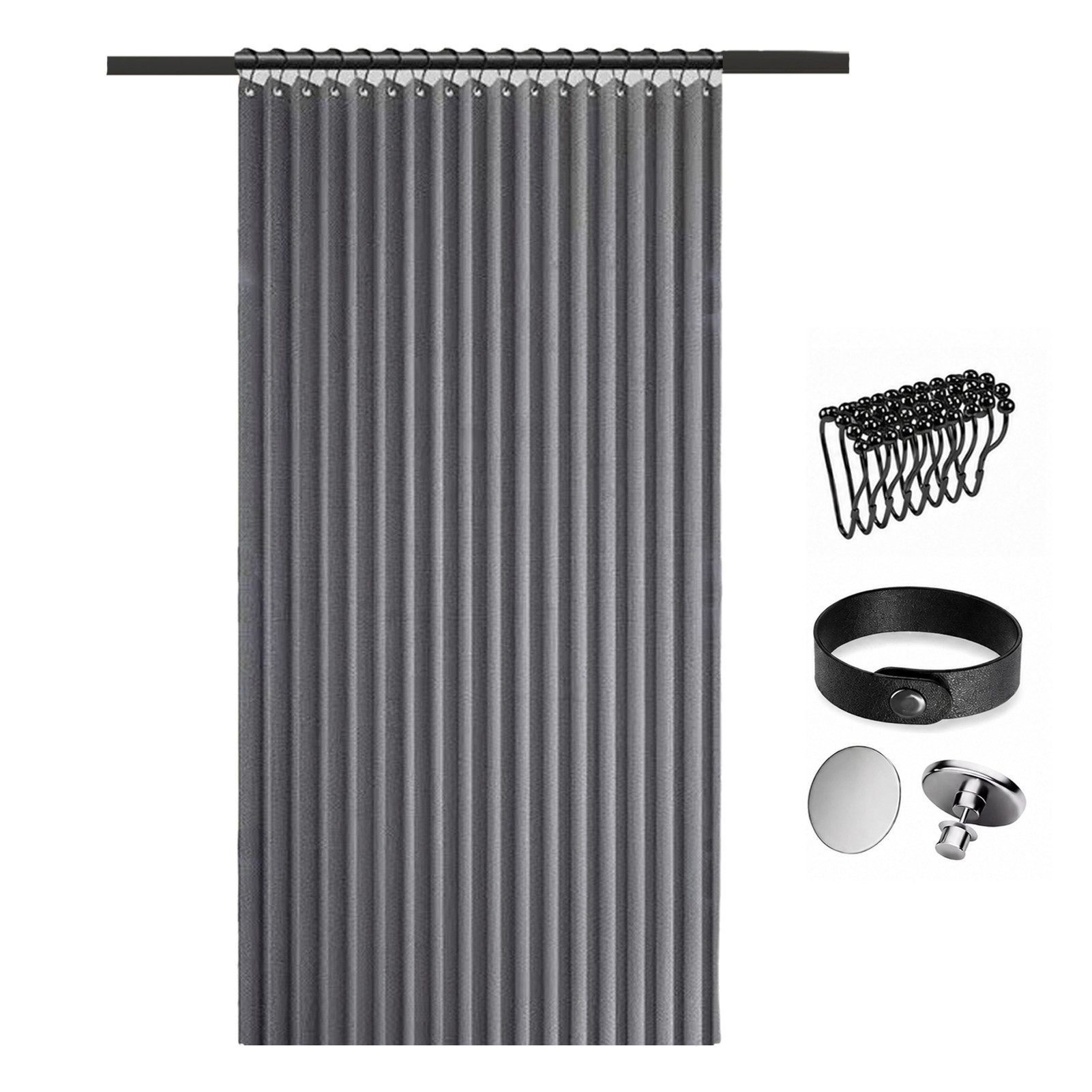 Zyronn Duschvorhang Magnet Duschvorhang Leinenoptik – Wasserabweisend, Faltbar Breite 100 cm (1-tlg), Raumteiler für Badezimmer, Dusche & Schlafzimmer
