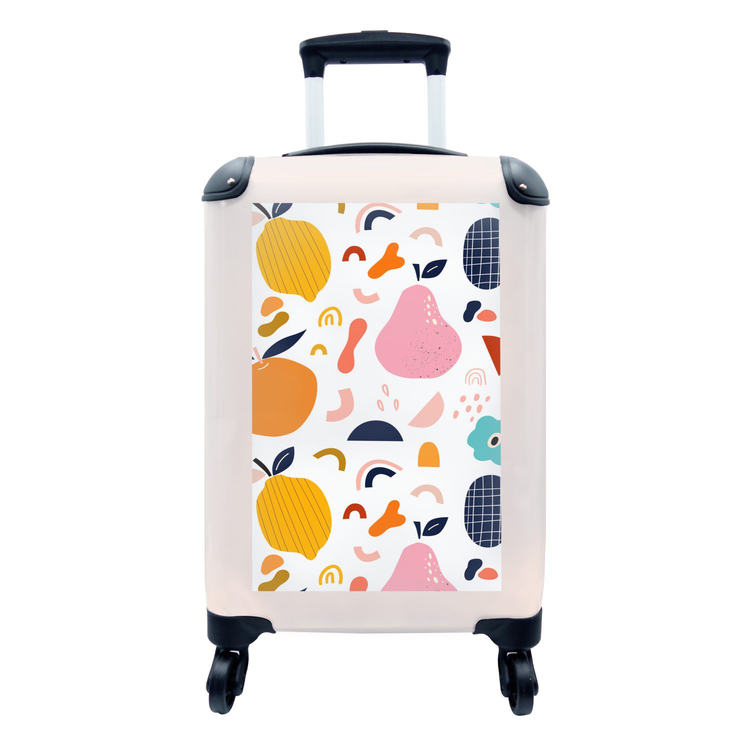 Handgepäck Lebensmittel, Obst Pastell Reisekoffer Rollen, rollen, - Zitrone Ferien, Handgepäckkoffer - - mit 4 MuchoWow Reisetasche Trolley, für