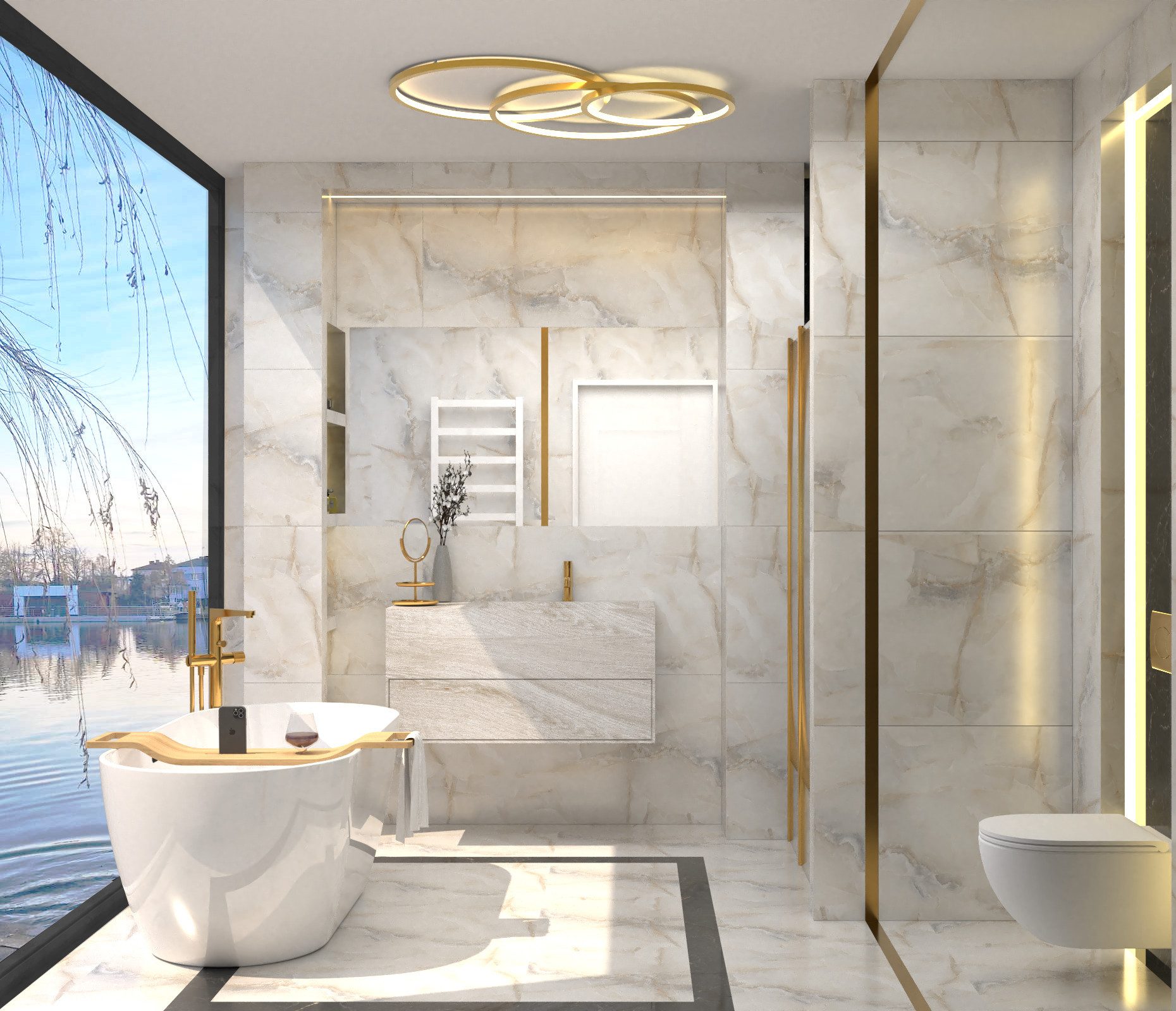 Wandfliese 1 Paket (1,44 m) Fliesen AQUARIOUS ONYX GREY (60 × 120 cm), grau, Küchenfliesen Badfliesen Flur Wandverkleidung Marmoroptik satin matt