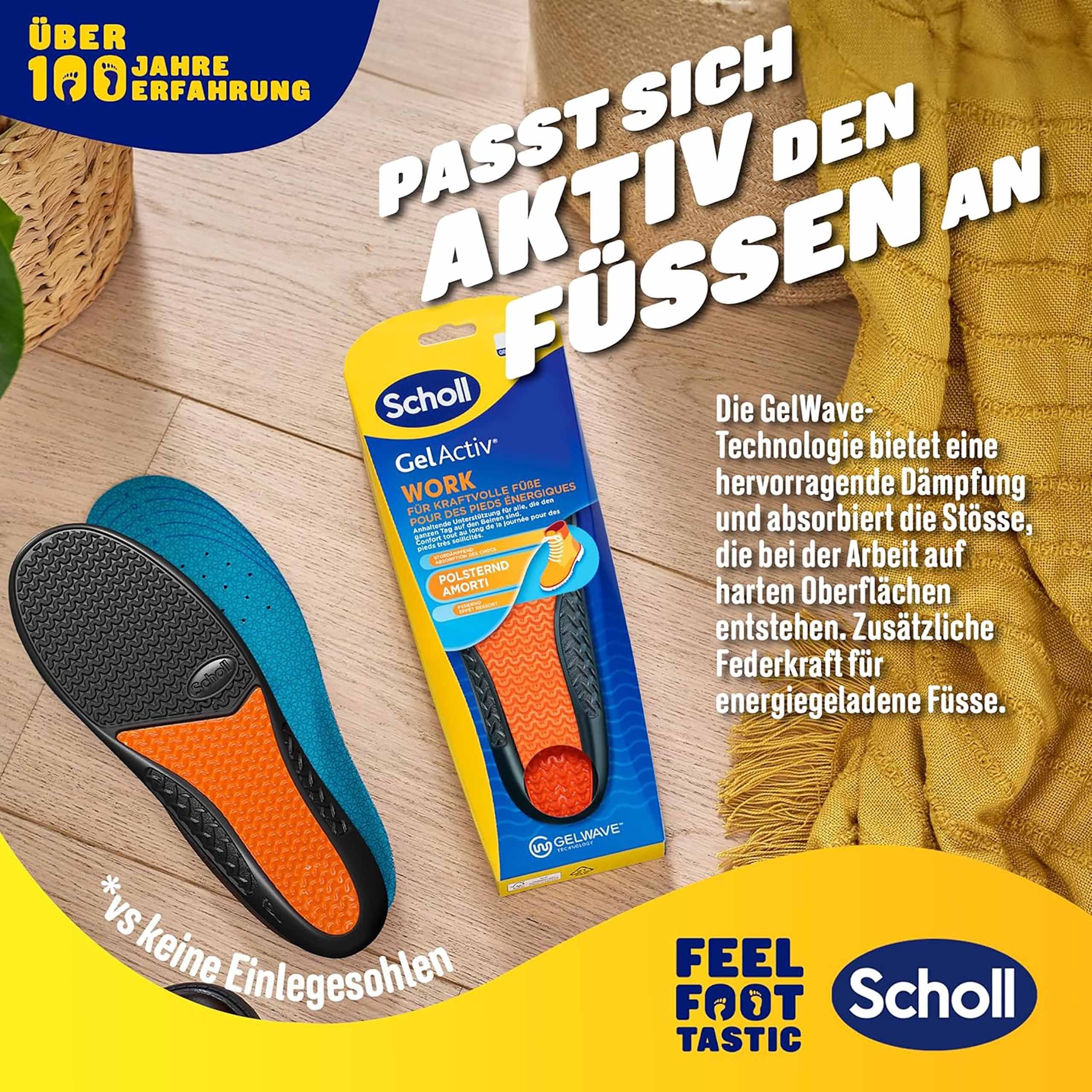 Scholl Fußbetteinlage SCHOLL GelActiv Work Einlagen für Arbeitsschuhe, Dämpfung