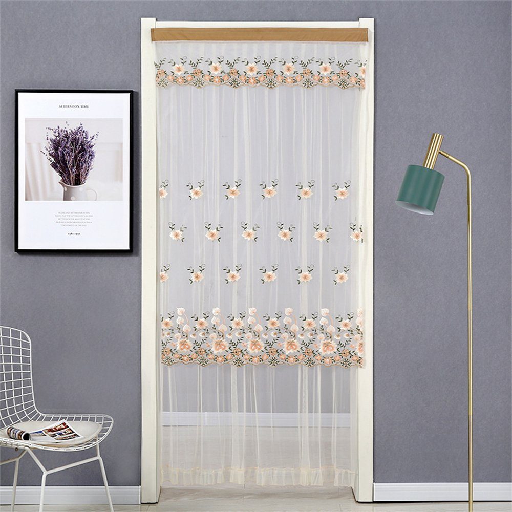 Rouemi Insektenschutz-Vorhang Türvorhänge, insekten katzensichere Türvorhänge,gemusterte Stickerei Blau