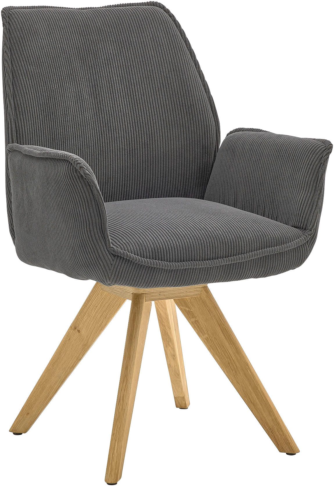 Musterring Esszimmerstuhl Tiama (Set, 2 St), Stativgestell Eiche massiv, 180° drehbar, Stoff Cord oder Bouclé