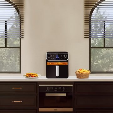 Aigostar Heißluftfritteuse mit Klarsichtfenster, 1700,00 W, 12 voreingestellte Funktionen, Doppelknopf & Doppel-LED-Touchscreen