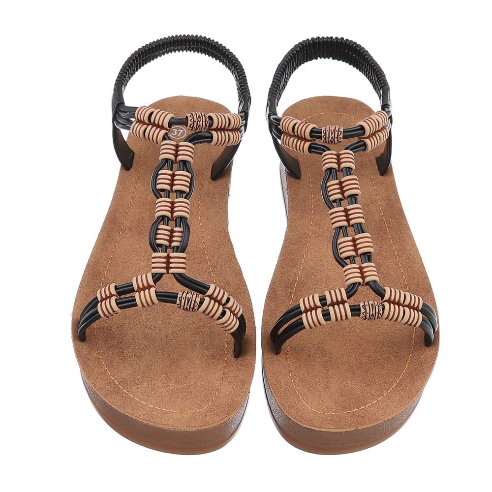 Ital-Design Damen Freizeit Riemchensandalette (86345131) Keilabsatz/Wedge Keilsandaletten in Schwarz – Bild 4 von 4