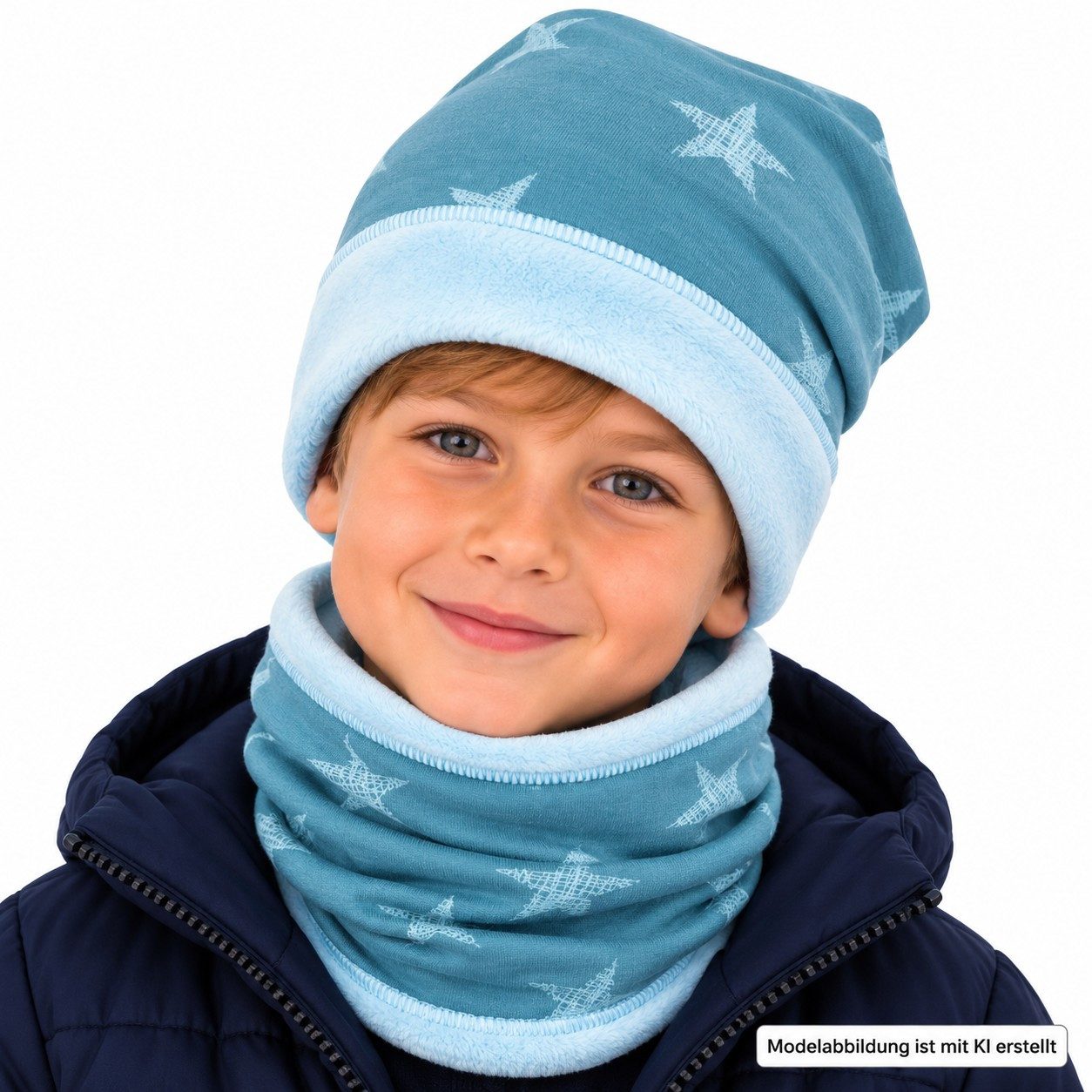 Smarilla Mütze & Schal Wintersset für Jungen – Flauschig weich mit Sternenmotiv