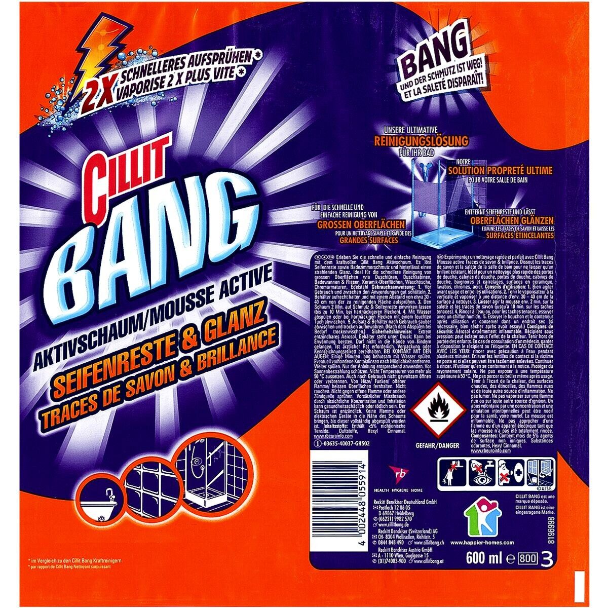 CILLIT BANG Seifenreste & Glanz Badreiniger (600 ml)