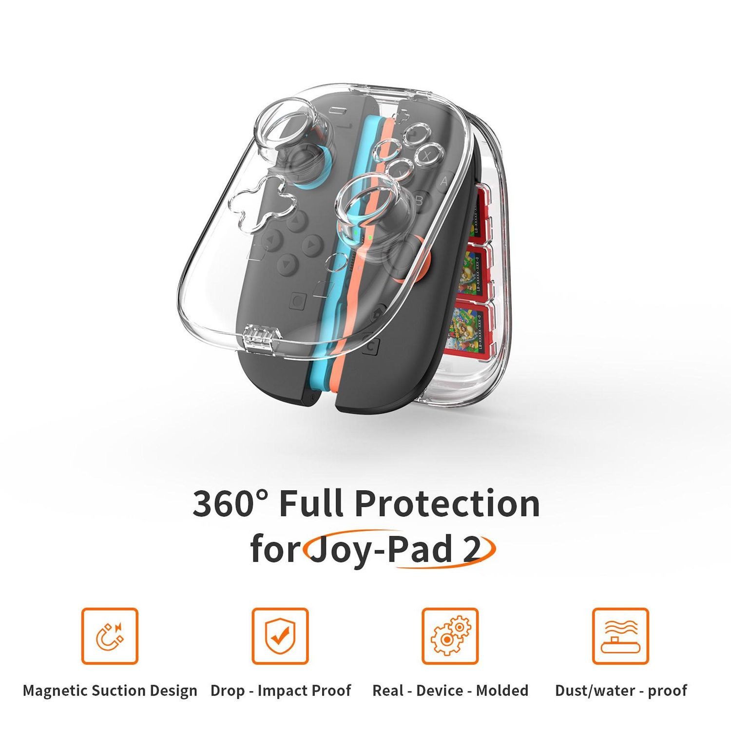 Wigento Handyhülle Für Nintendo Switch 2 Joy-Con Crystal Clear Hard Case mit 6 Slots, Kratzfest, Transparent, Stoßfest