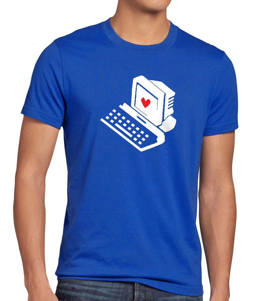 style3 Print-Shirt Herren tbbt Bang Computer Sheldon theory blau PC Retro Love Herz T-Shirt Big Mac Nerd