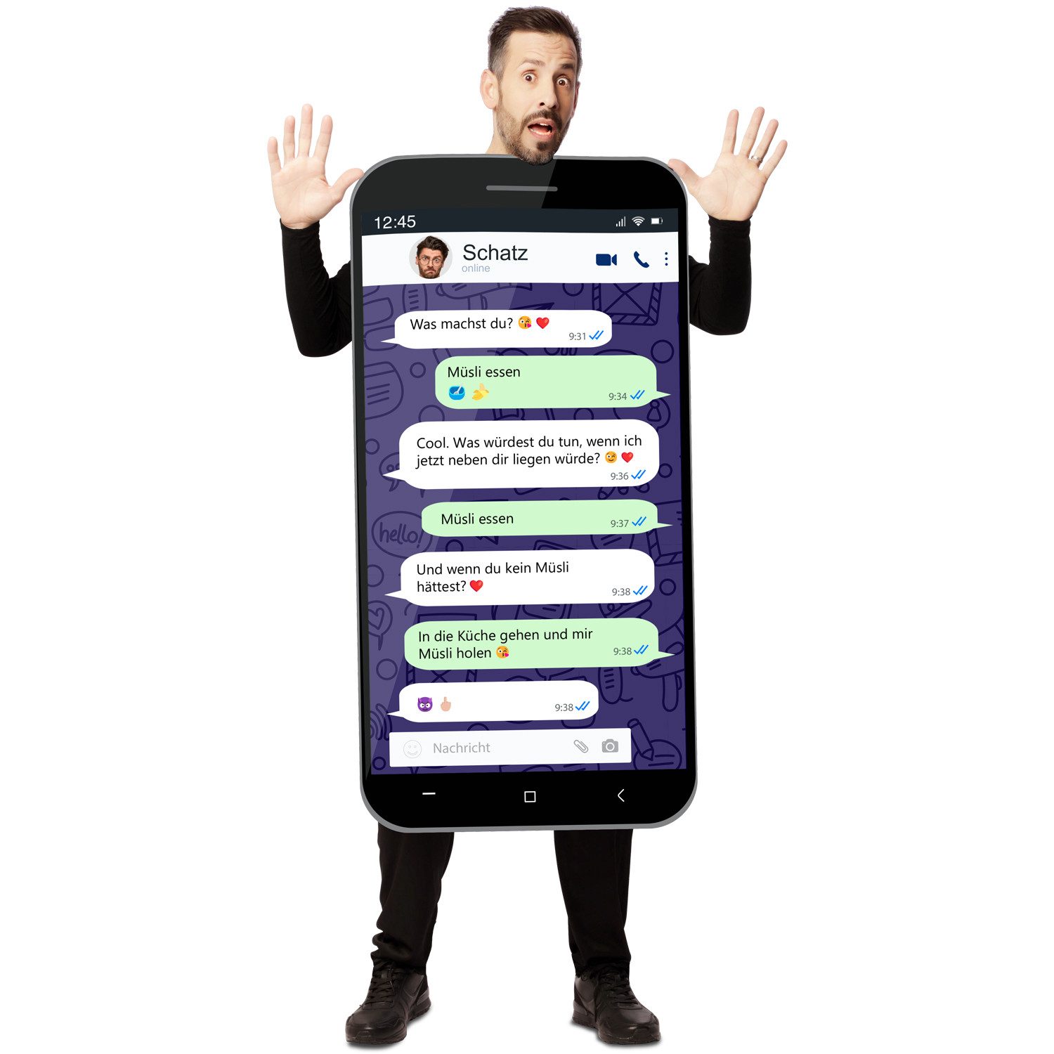 Kostüm Chat Verlauf Kostüm Smartphone Spaßkostüm Erwachsene