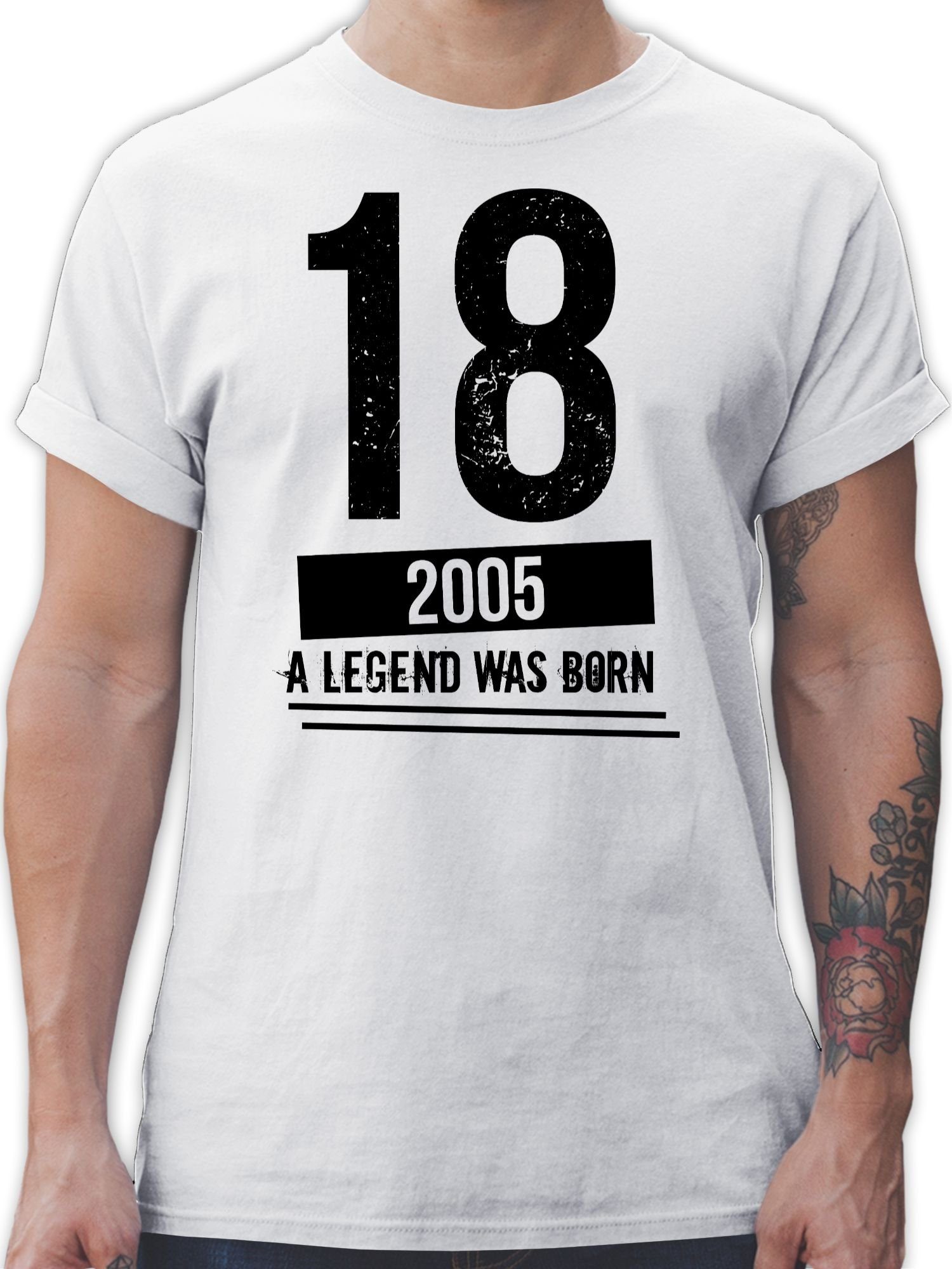 Shirtracer T-Shirt Achtzehn Jungs 2005 18. 1 Weiß schwarz Geburtstag Motiv Vintage