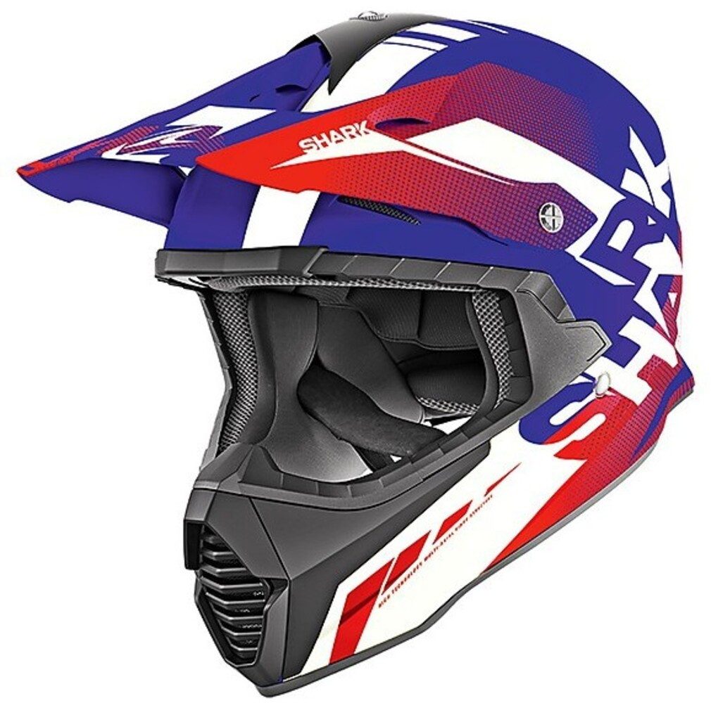 Motorradhelm Shark Crosshelm Varial Anger BWR, Blau Weiß Rot, Gr. M