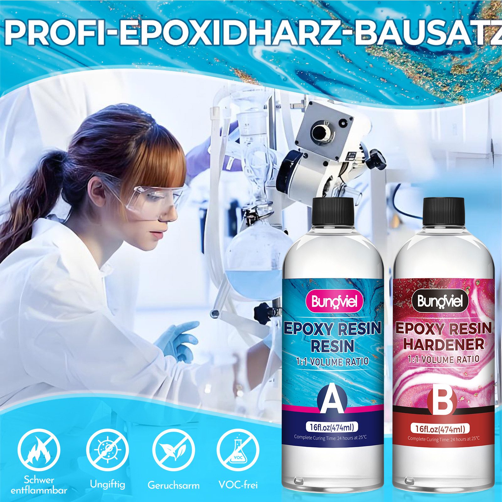 Bundviel Epoxidharz Epoxidharz 64/128OZ Epoxidharz Mit Härter Set,Epoxidharz Set Anfänger – Bild 4 von 5