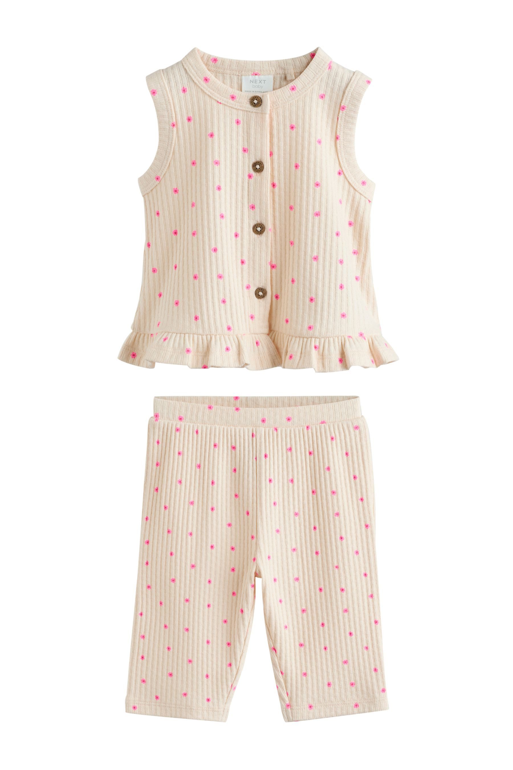 Top & Leggings Geripptes Baby Oberteil und Hose mit weitem Bein