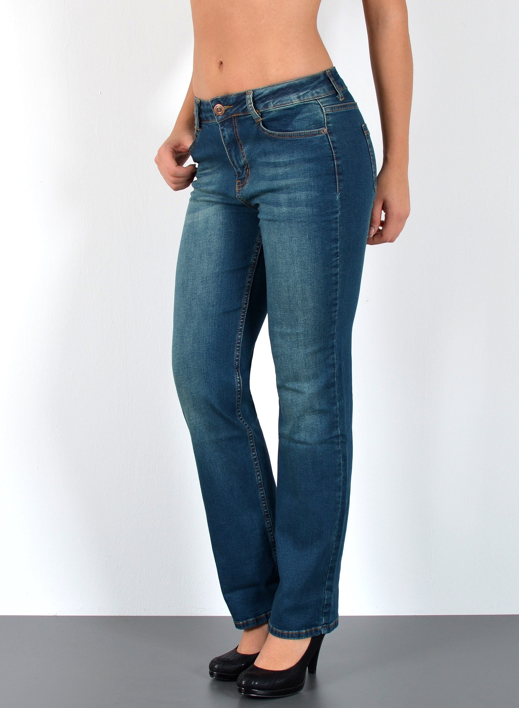 ESRA Straight-Jeans High Waist Damen Jeans Straight Leg Hose Stretch gerade günstig online kaufen