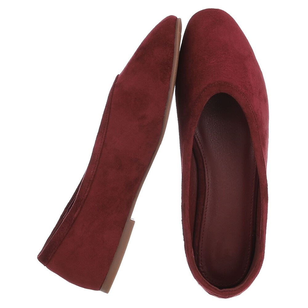Ital-Design Damen Ballerina flach klassisch für Alltag und Freizeit Slipper (92214142) Blockabsatz Klassische Ballerinas in Weinrot