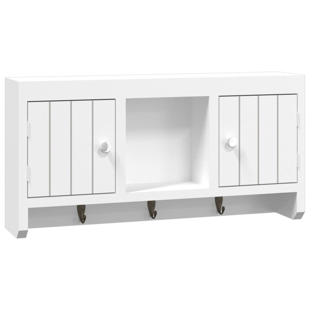 vidaXL Schlüsselkasten Schlüsselschrank Weiß 40x8,5x20 cm Holzwerkstoff & Stahl (1 St)