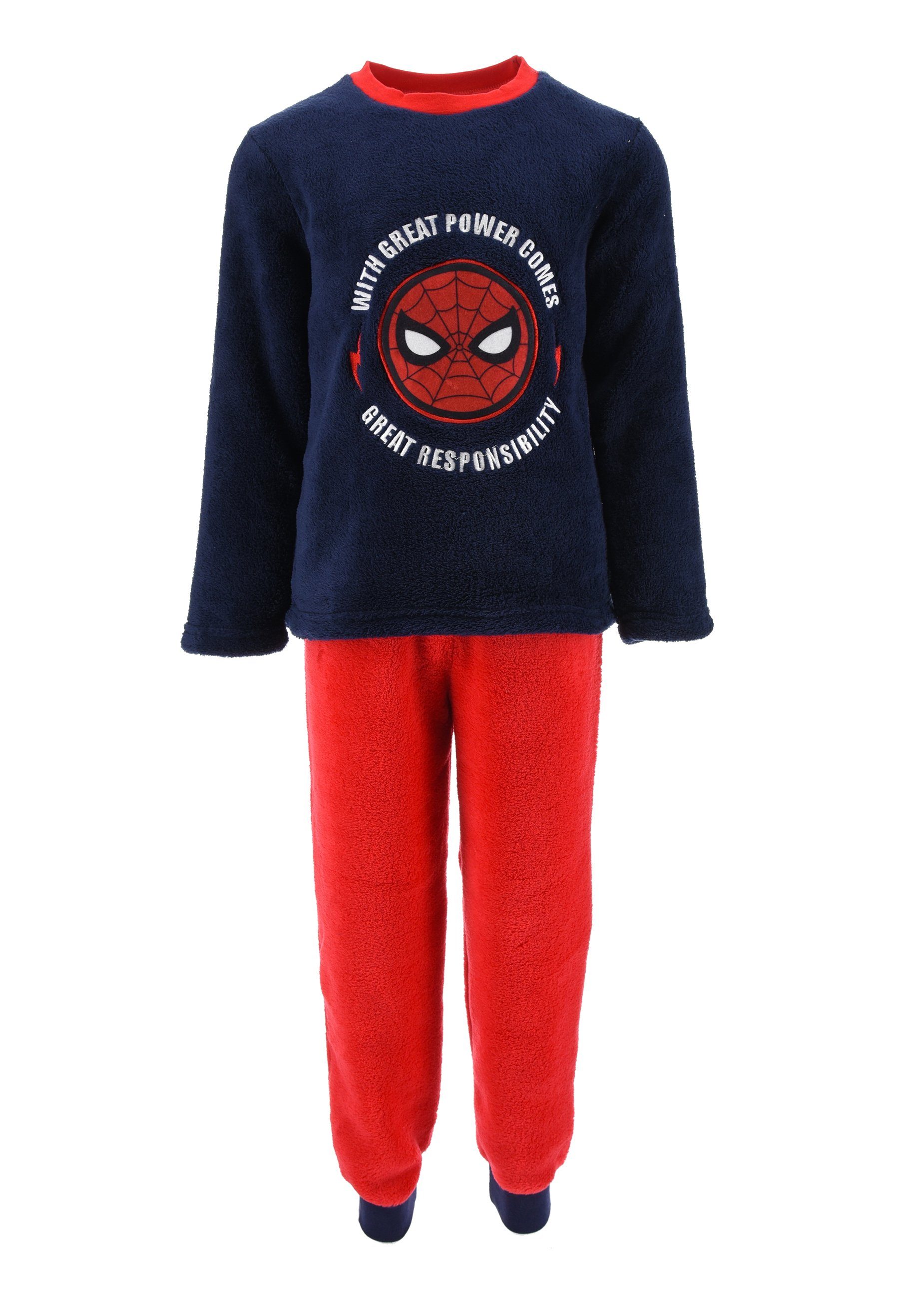 Spiderman Schlafanzug Kinder Jungen Pyjama langarm Nachtwäsche (2 tlg) Dunkel-Blau