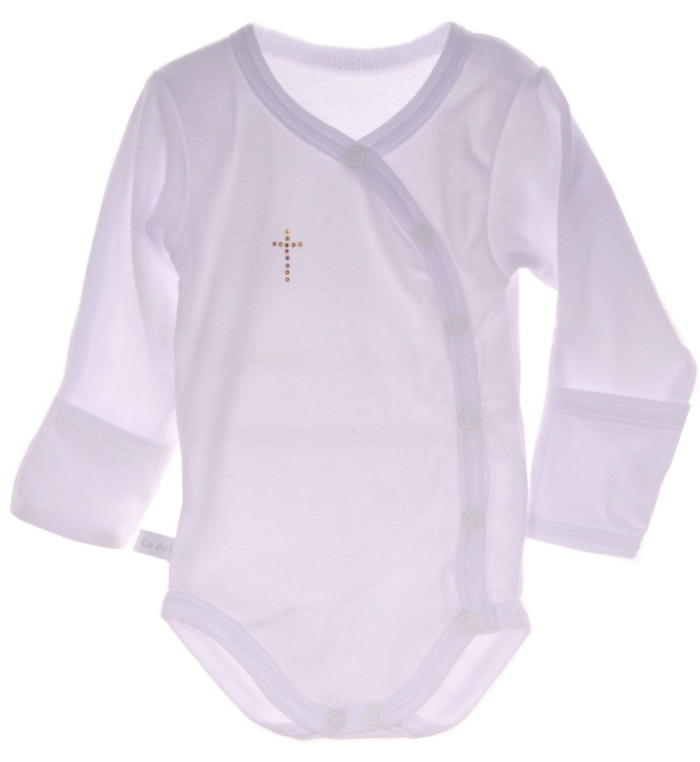 La Bortini Wickelbody Baby Body Langarmbody in Weiß aus reiner Baumwolle, 44 50 56 62 68 74 80 86 92 98 104