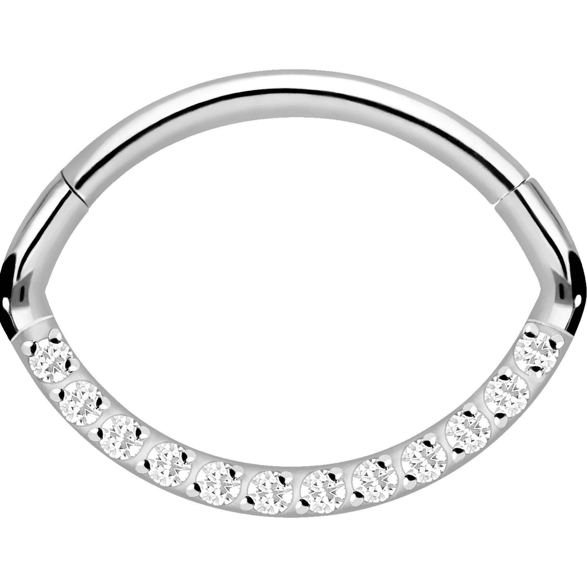 PIERCINGLINE Nasenpiercing Titan Segmentring Clicker OVAL + EINGEFASSTE KRISTALLE Ohrpiercing (Clicker, 1-tlg), Ohrpiercing für Conch, Helix, Tragus, Daith, Lobe