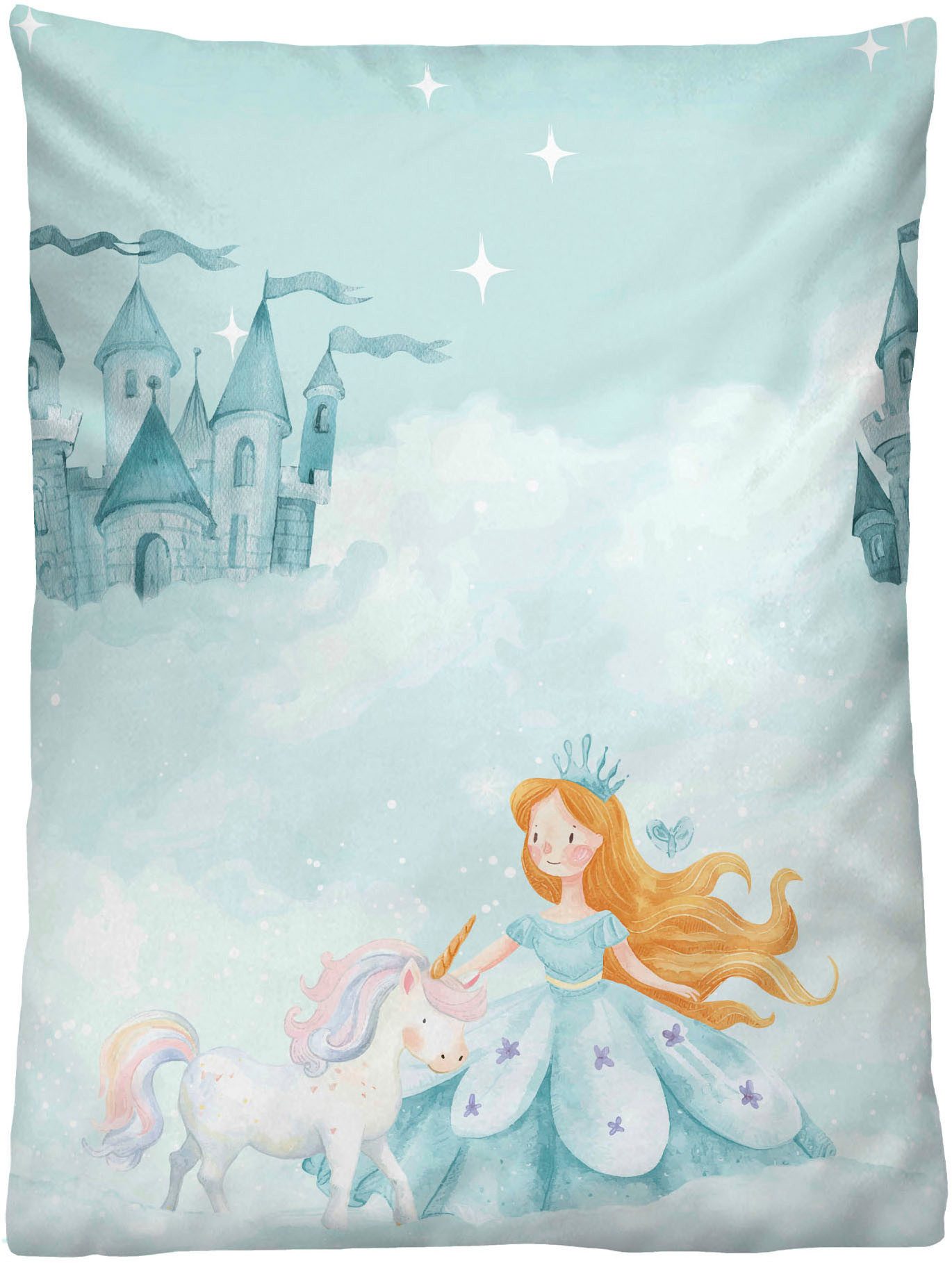 Biberna Kinderbettwäsche 0004524 Prinzessin, Einhorn, Feinbiber, 2 teilig, wohlig warm + weich, pflegeleicht, 100% Baumwolle, Reißverschluss – Bild 4 von 5