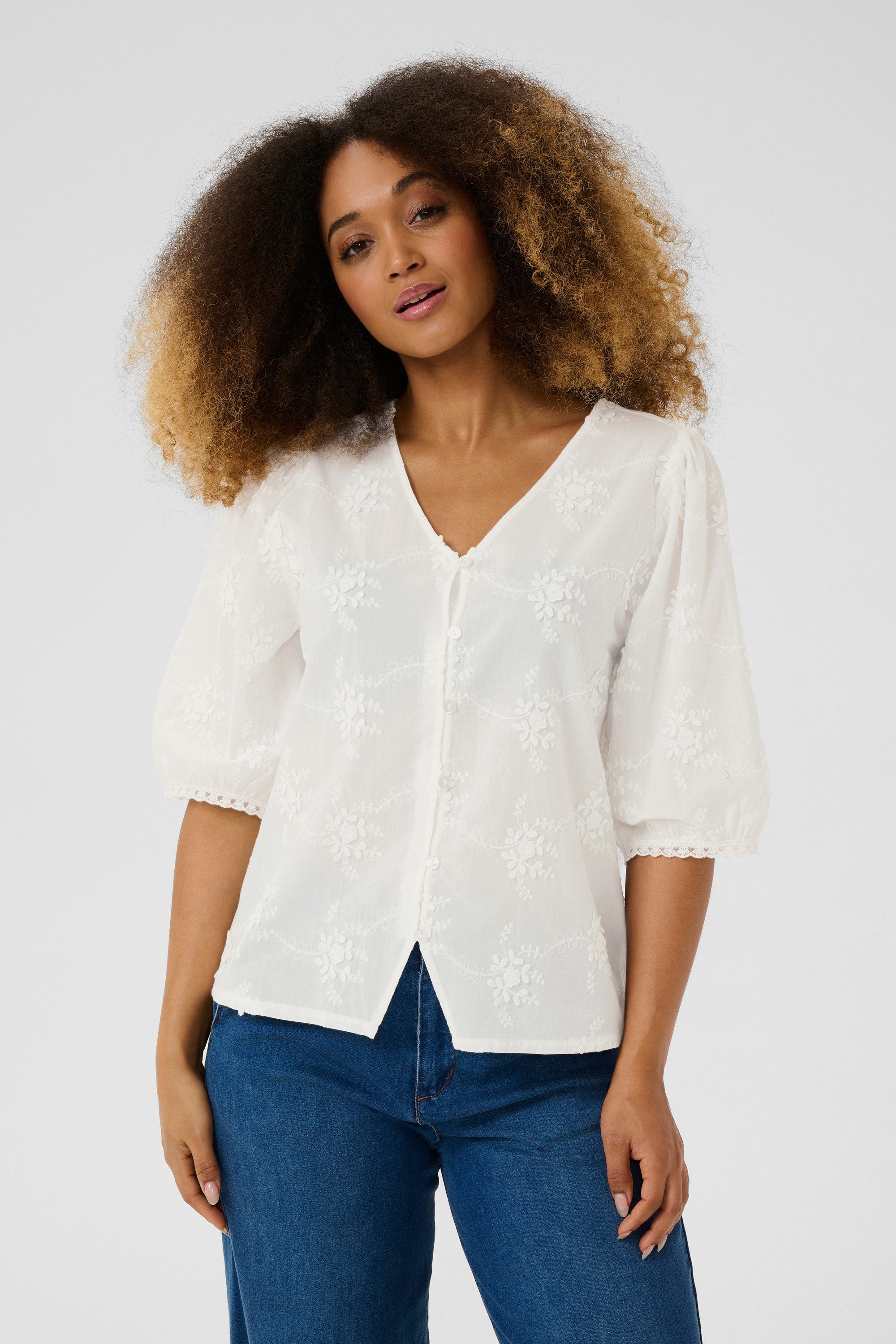 Cream Kurzarmbluse Kurzarm-Bluse CRAlisa