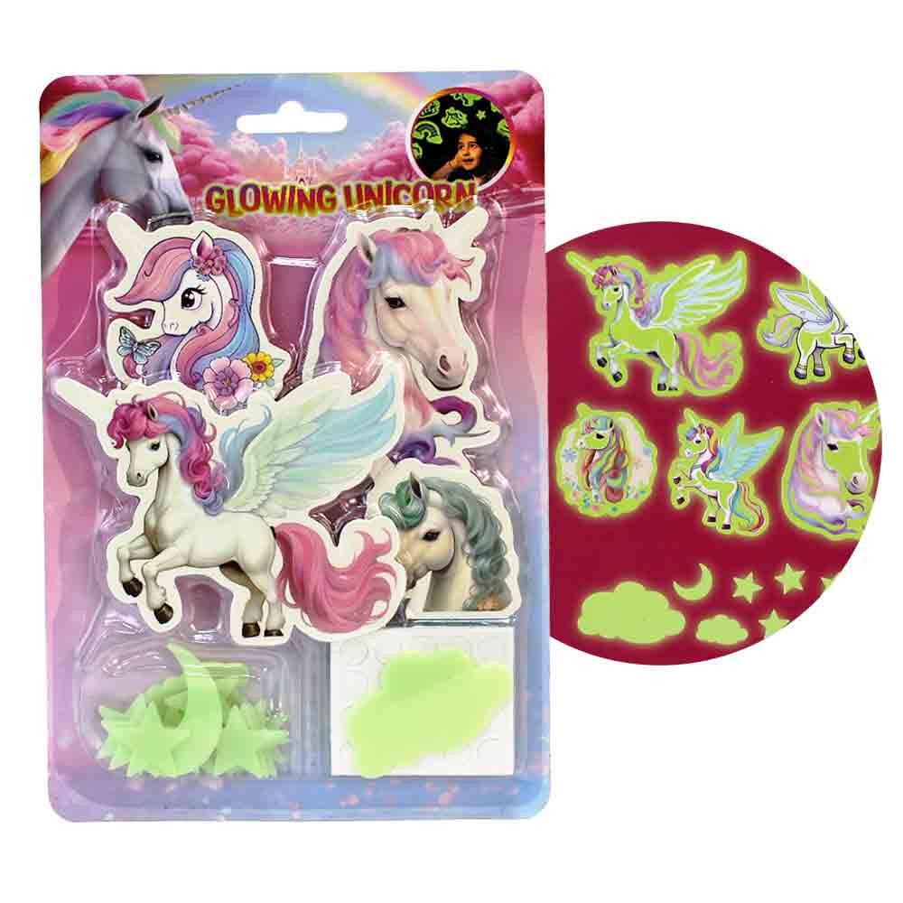 JOHNTOY Wandtattoo Glow in the Dark Einhorn Wandaufkleber auf Karte