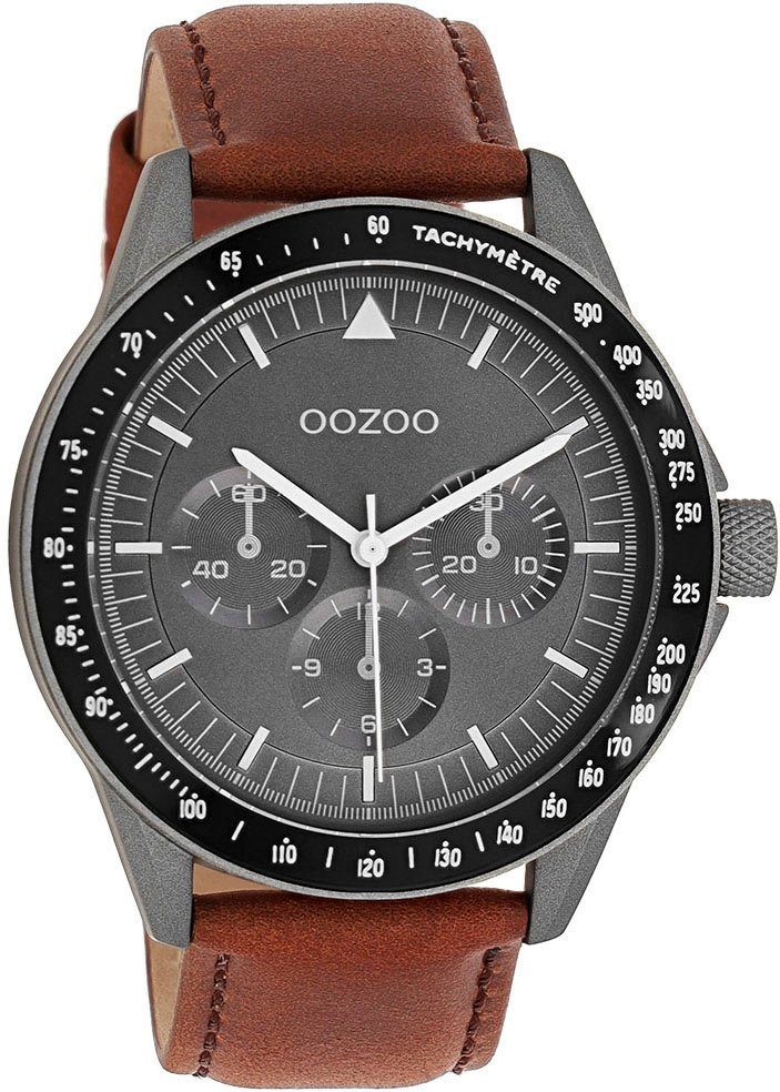 OOZOO Quarzuhr C11112, Metallgehäuse, dunkelgrau IP-beschichtet, Ø ca. 45 mm