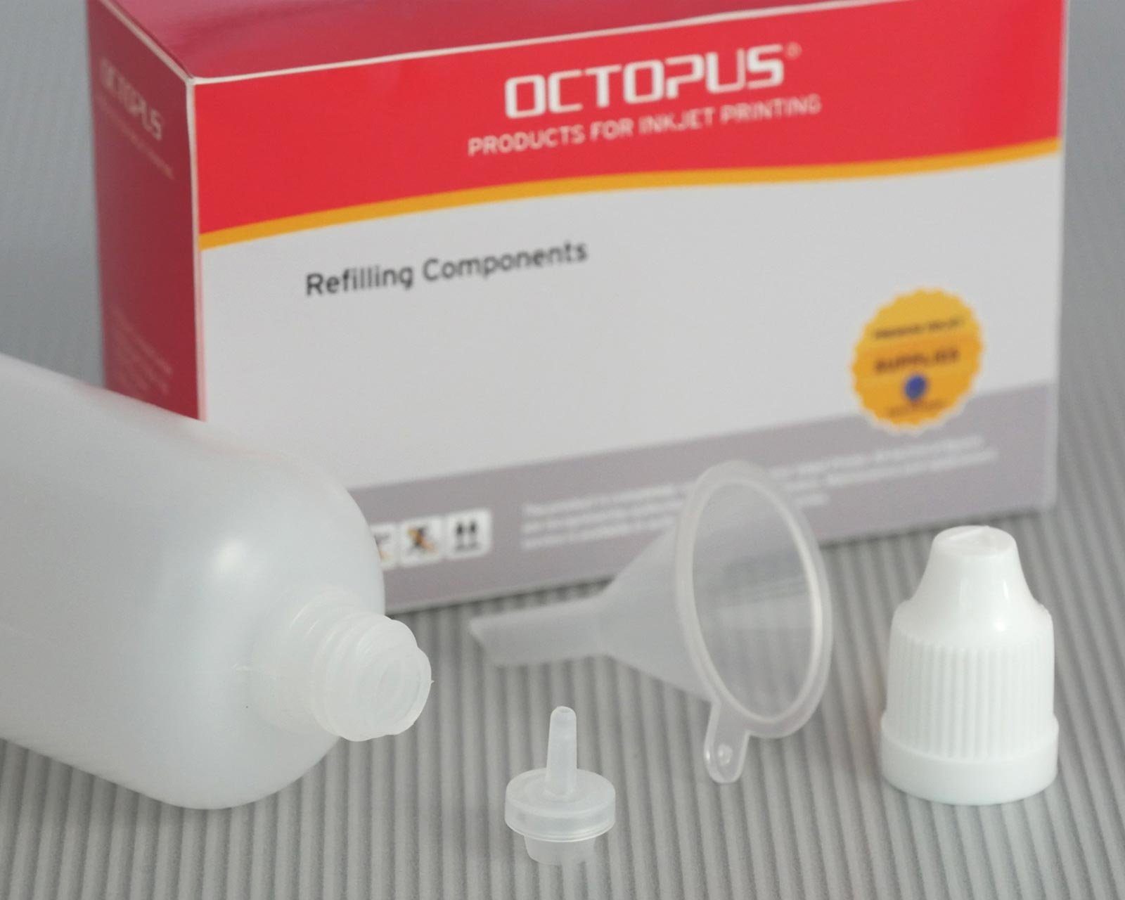 OCTOPUS Kanister 10 Plastikflaschen weiß, 1 St) Deckel Tropfeinsatz, ml LDPE, (10 G14, 100
