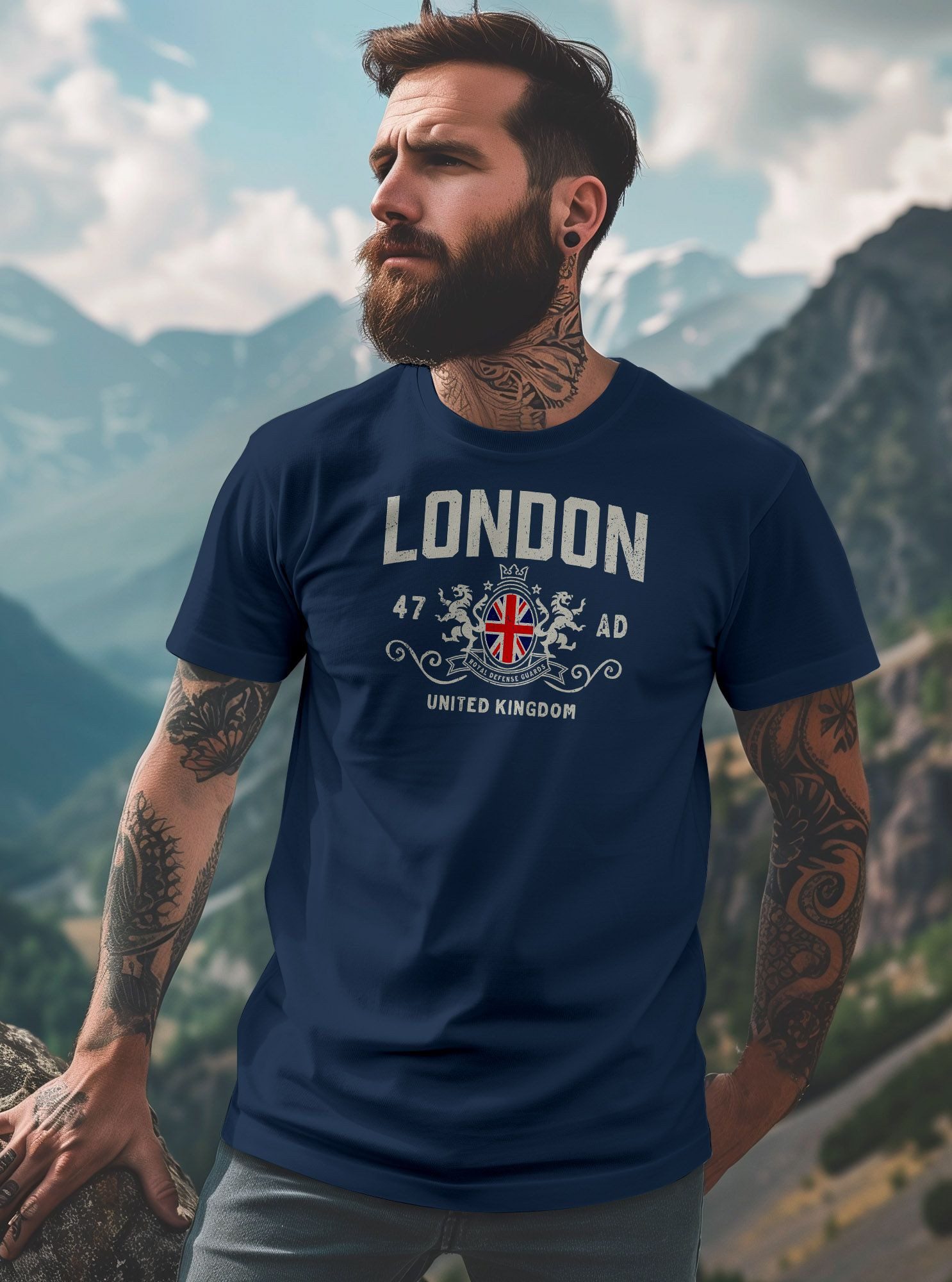 Neverless Print-Shirt Herren T-Shirt London United Kingdom Union Jack England Print Retro mit Print